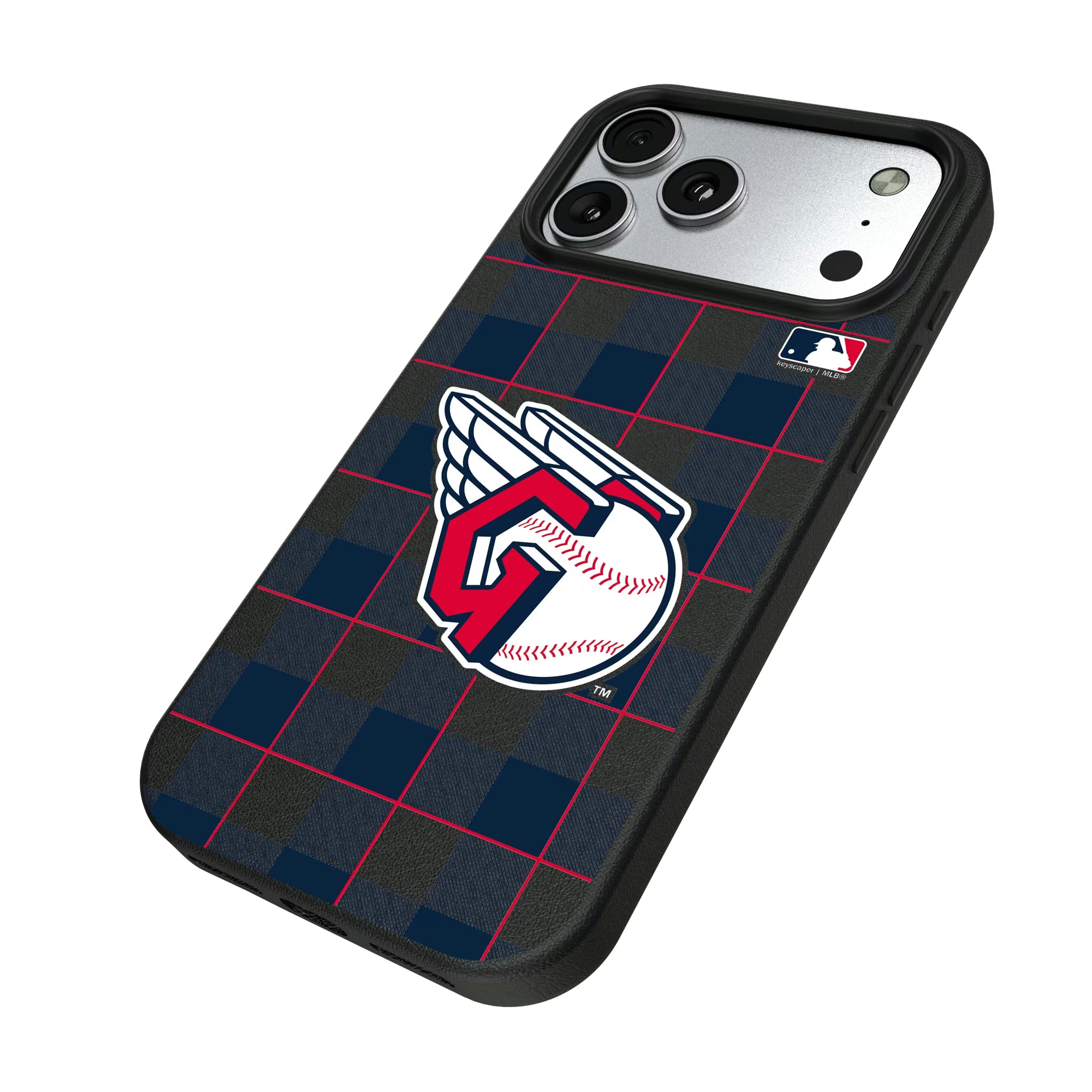 Cleveland Guardians Plaid iPhone MagSafe Compatible Phone Case for Apple iPhone - Isometric View#Device_iPhone 17 Pro Max