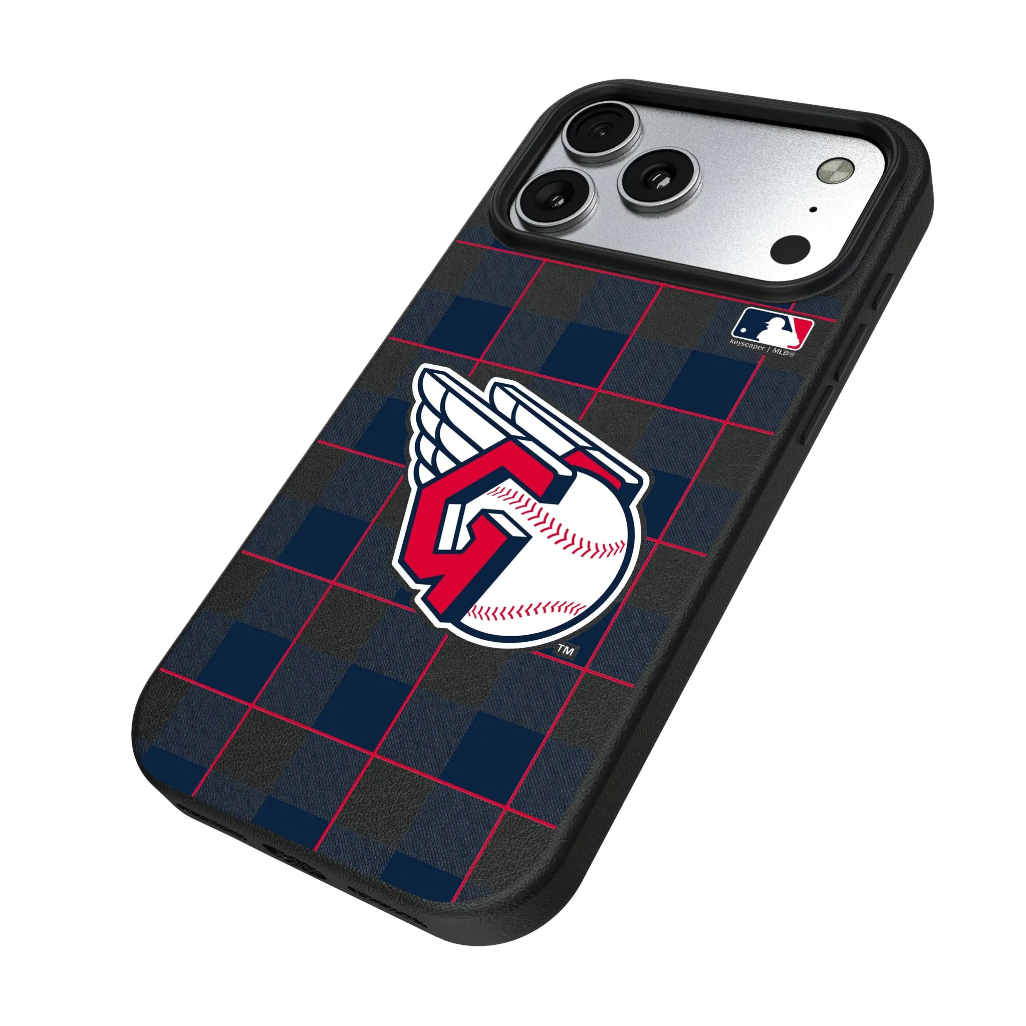 Cleveland Guardians Plaid iPhone MagSafe Compatible Phone Case for Apple iPhone - Isometric View#Device_iPhone 17 Pro Max