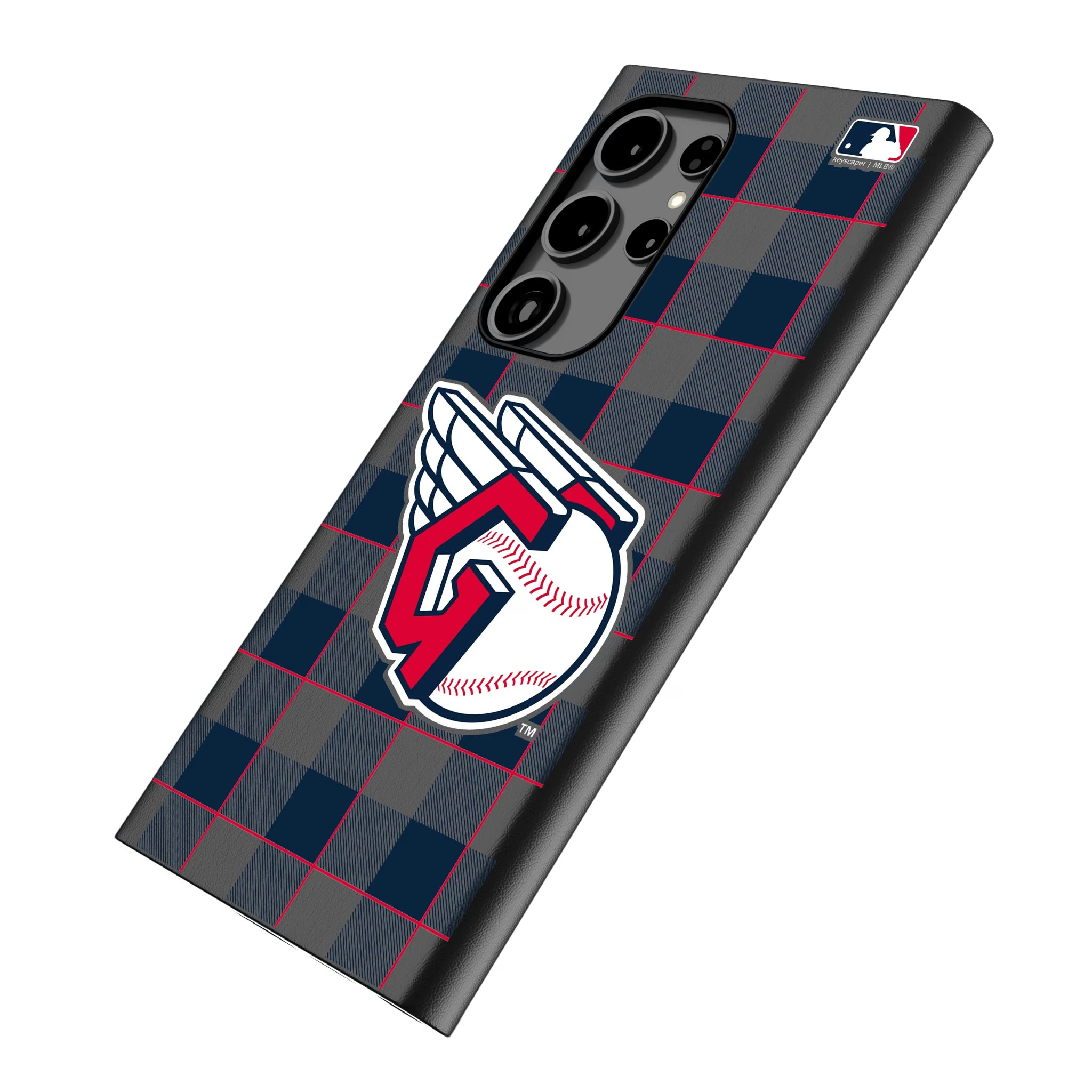 Cleveland Guardians Plaid Galaxy MagSafe Compatible Phone Case for Samsung Galaxy - Isometric View