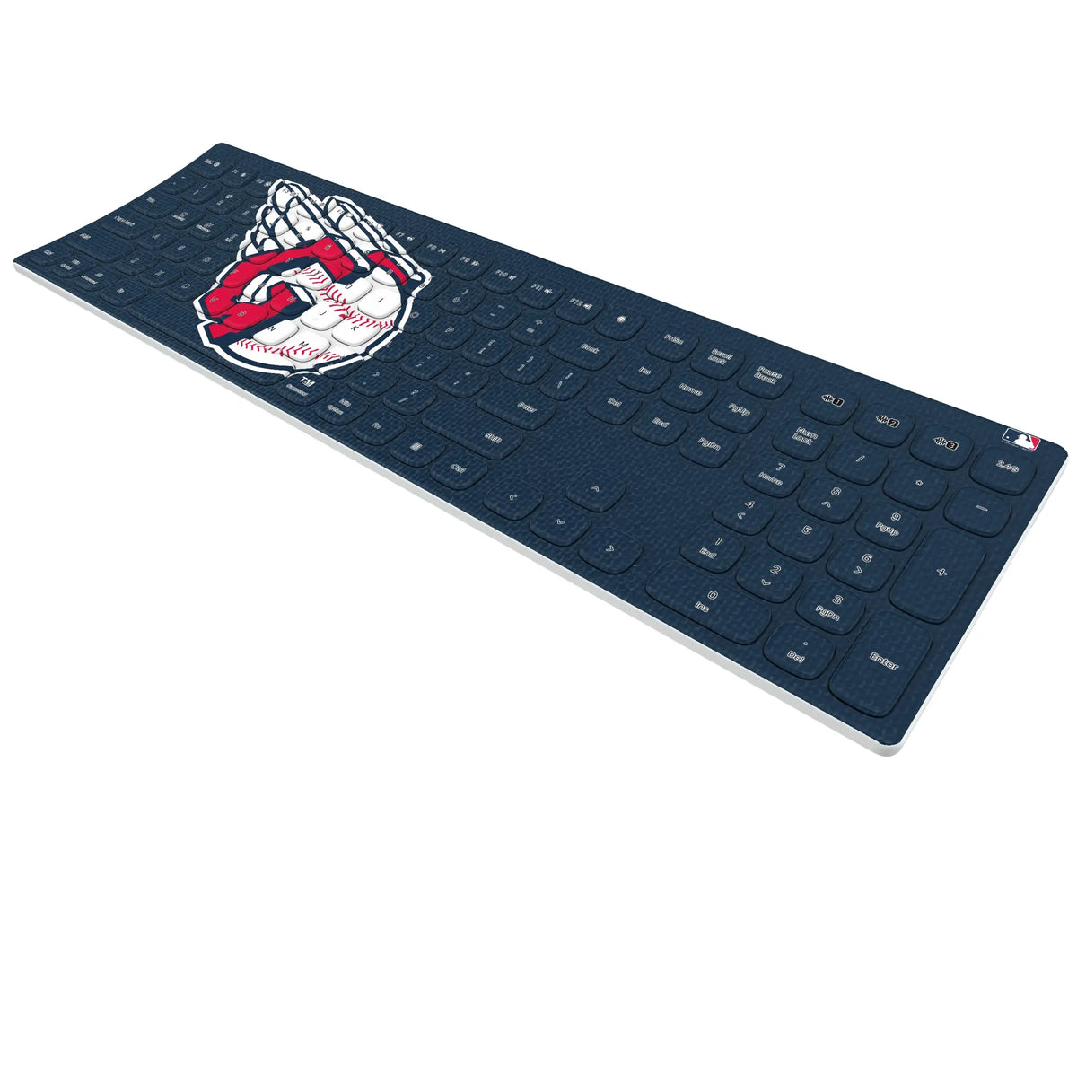 Cleveland Guardians Solid KKB605 Curved Wireless Keyboard - Isometric View