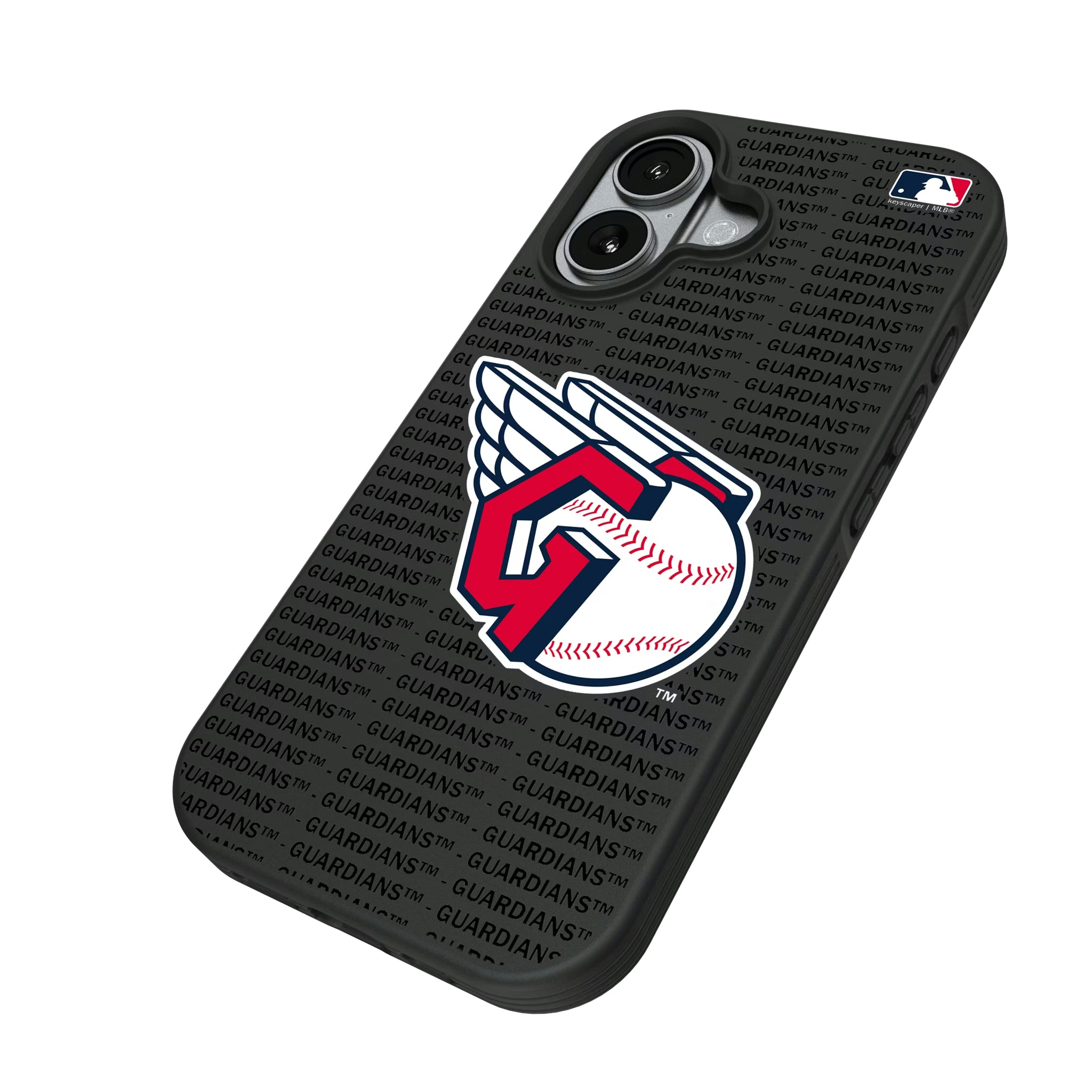 Cleveland Guardians Text Backdrop iPhone Bump Phone Case for Apple iPhone - Isometric View#Device_iPhone 17