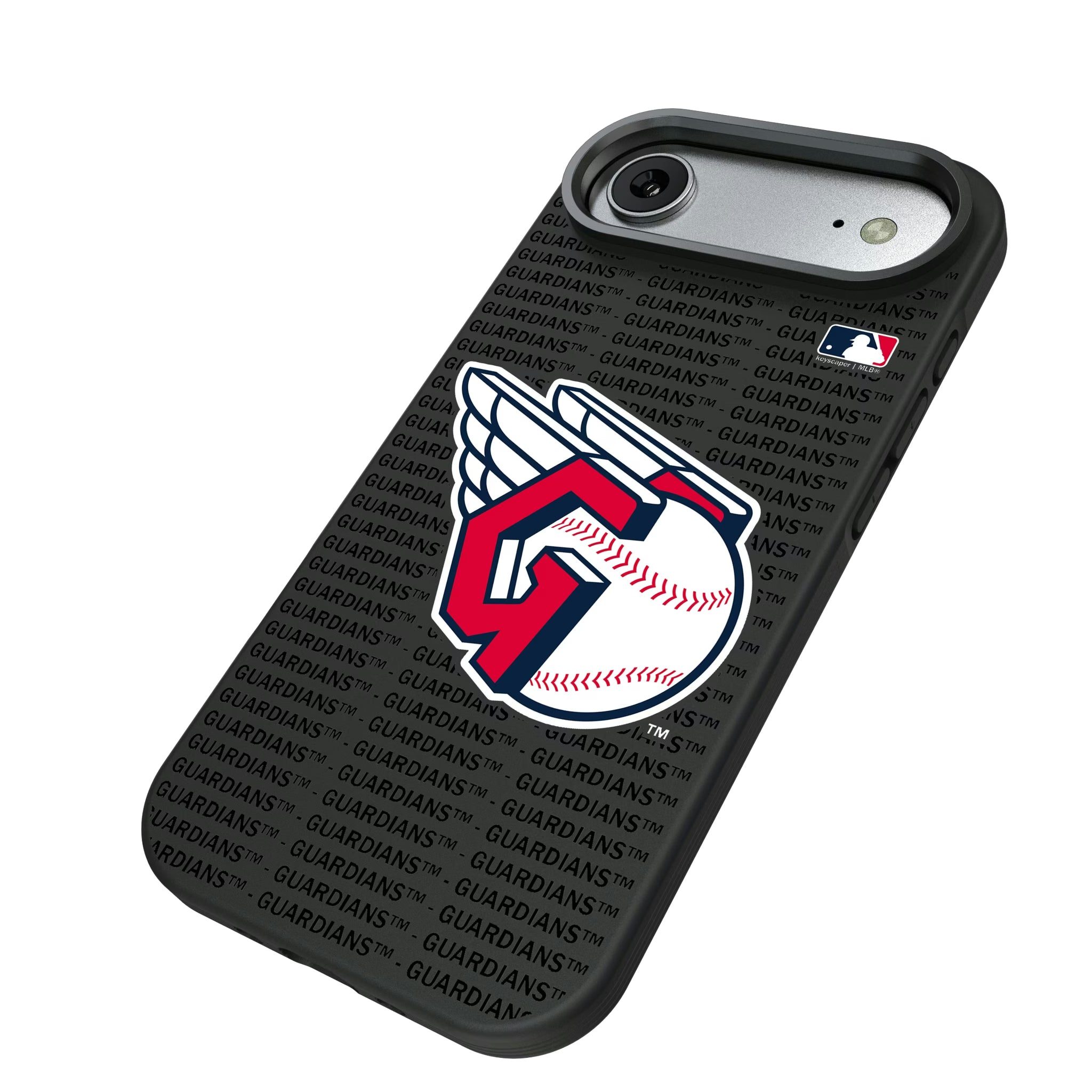 Cleveland Guardians Text Backdrop iPhone Bump Phone Case for Apple iPhone - Isometric View#Device_iPhone Air