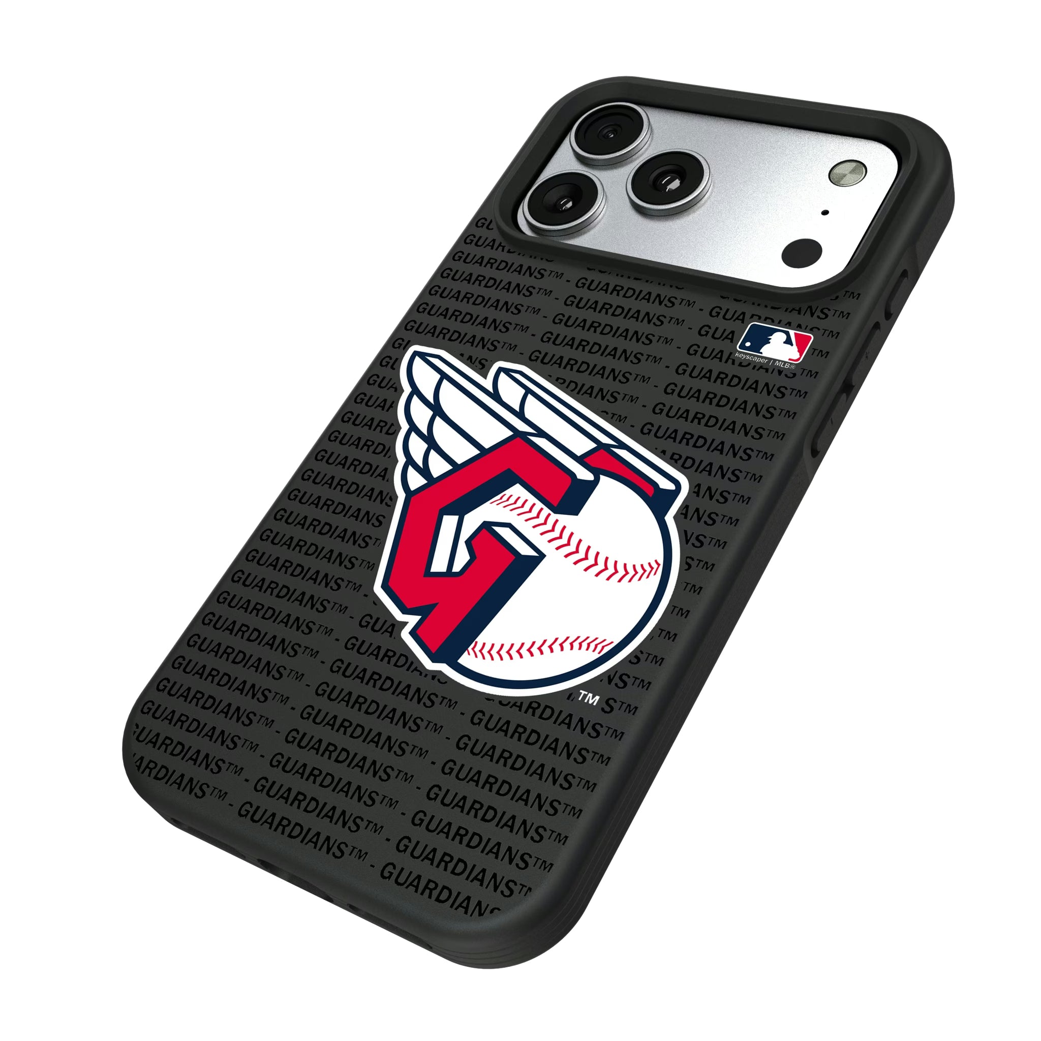 Cleveland Guardians Text Backdrop iPhone Bump Phone Case for Apple iPhone - Isometric View#Device_iPhone 17 Pro Max