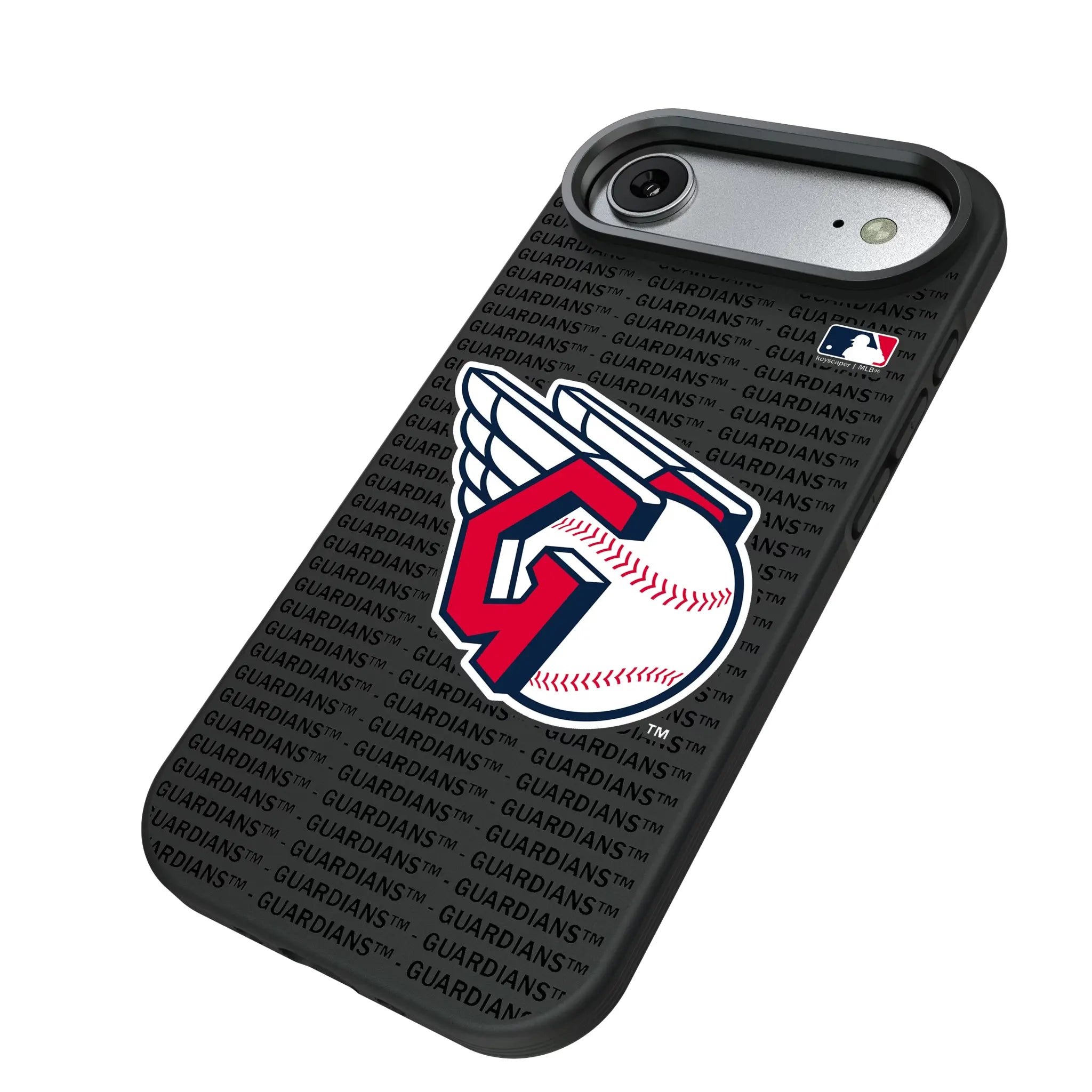 Cleveland Guardians Text Backdrop iPhone Bump Phone Case for Apple iPhone - Isometric View#Device_iPhone Air