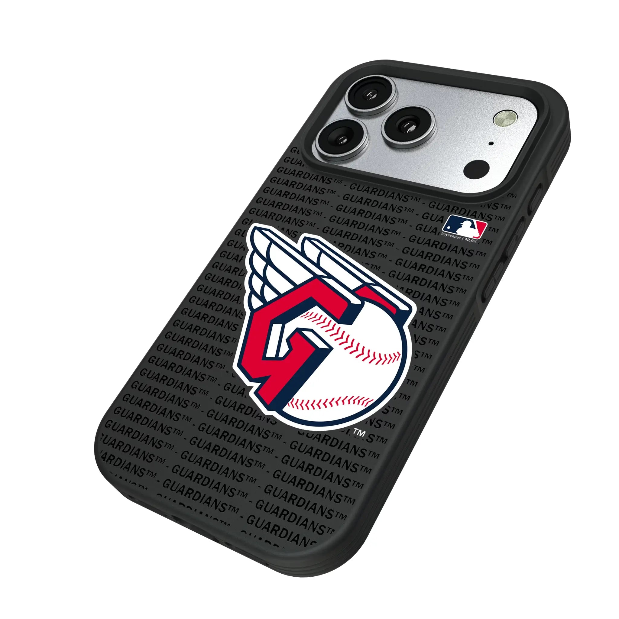 Cleveland Guardians Text Backdrop iPhone Bump Phone Case for Apple iPhone - Isometric View#Device_iPhone 17 Pro