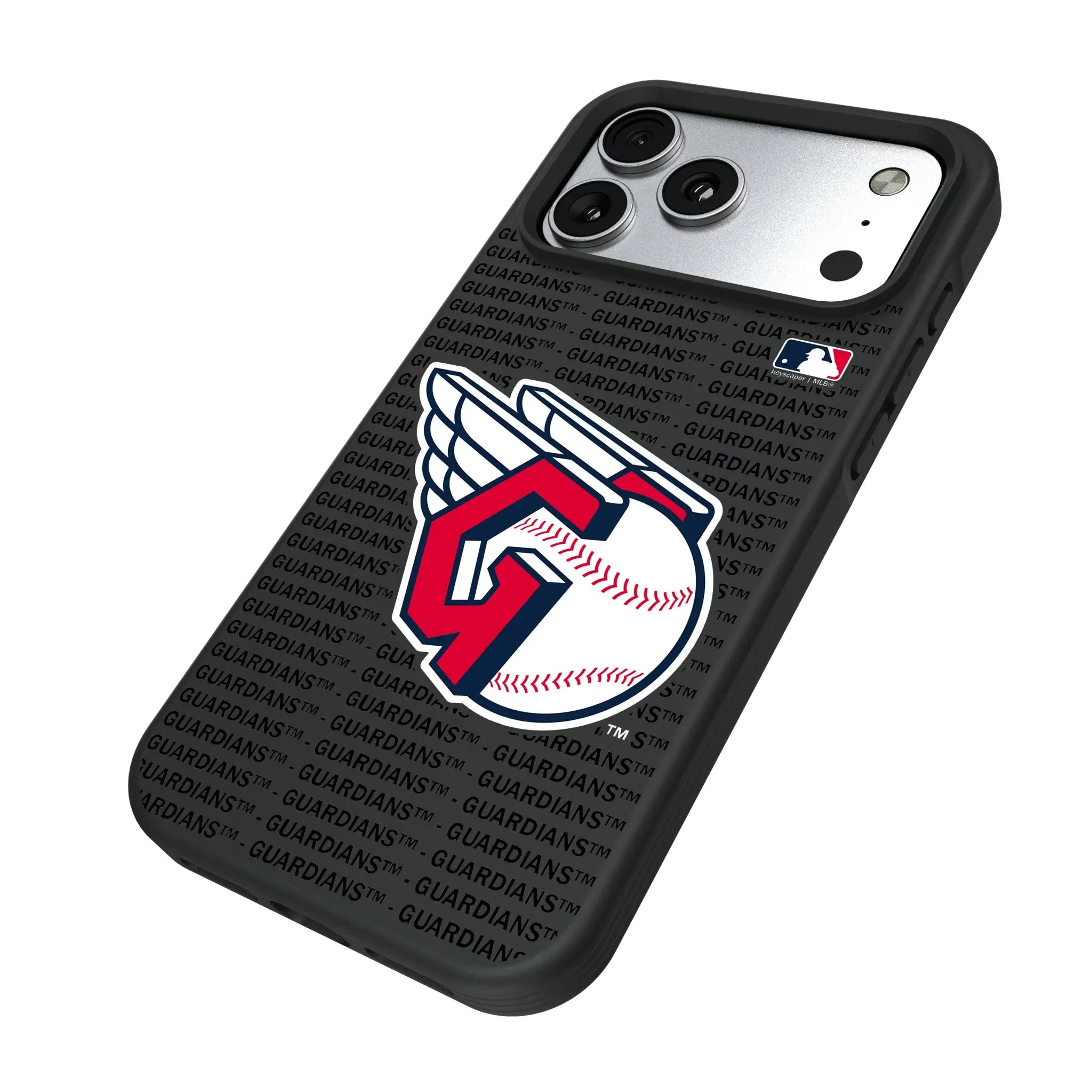 Cleveland Guardians Text Backdrop iPhone Bump Phone Case for Apple iPhone - Isometric View#Device_iPhone 17 Pro Max