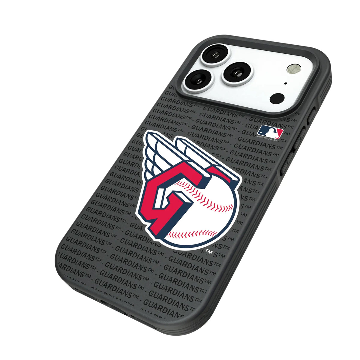 Cleveland Guardians Text Backdrop iPhone Bump Phone Case for Apple iPhone - Isometric View#Device_iPhone 18 Pro