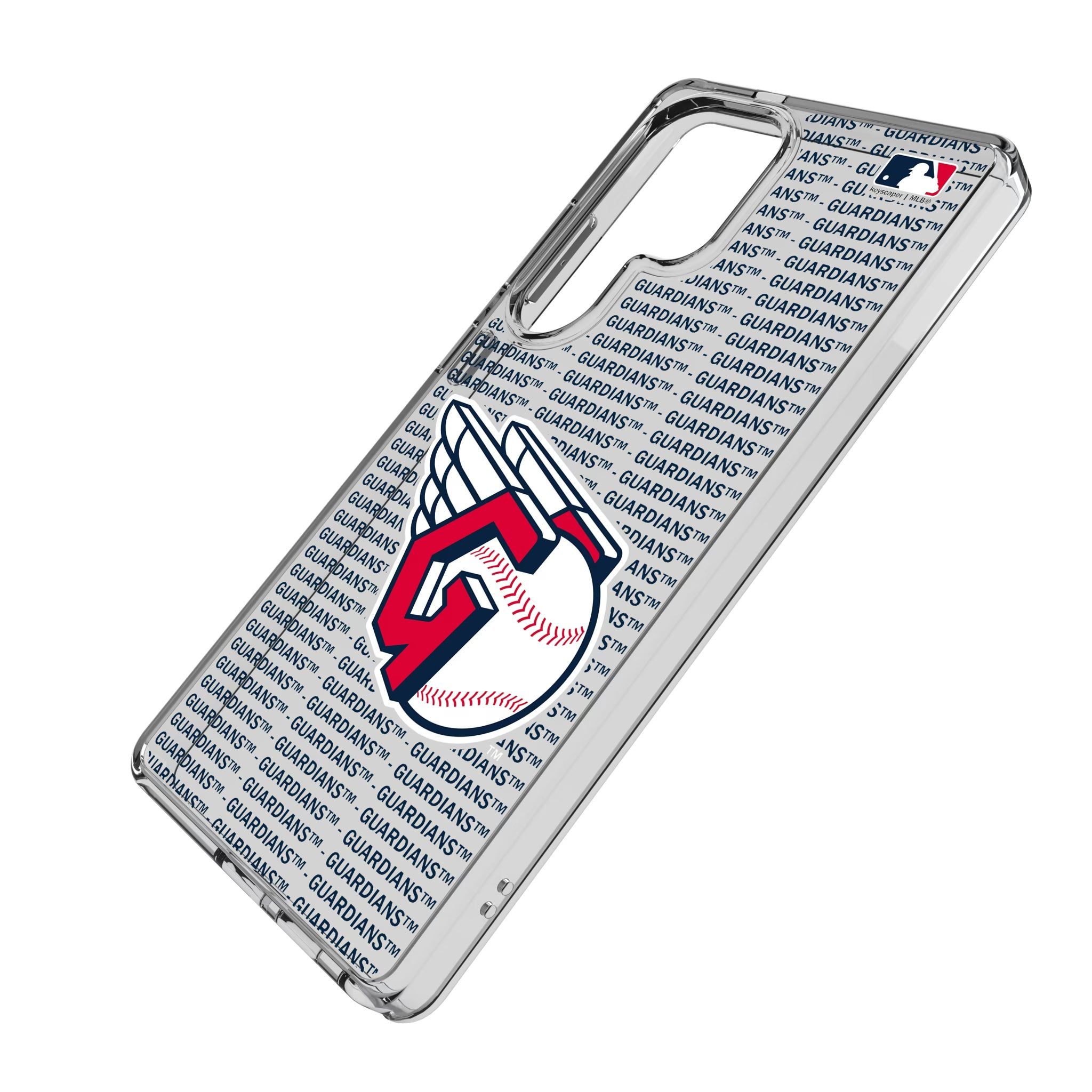 Cleveland Guardians Text Backdrop Galaxy Clear Phone Case for Samsung Galaxy - Isometric View