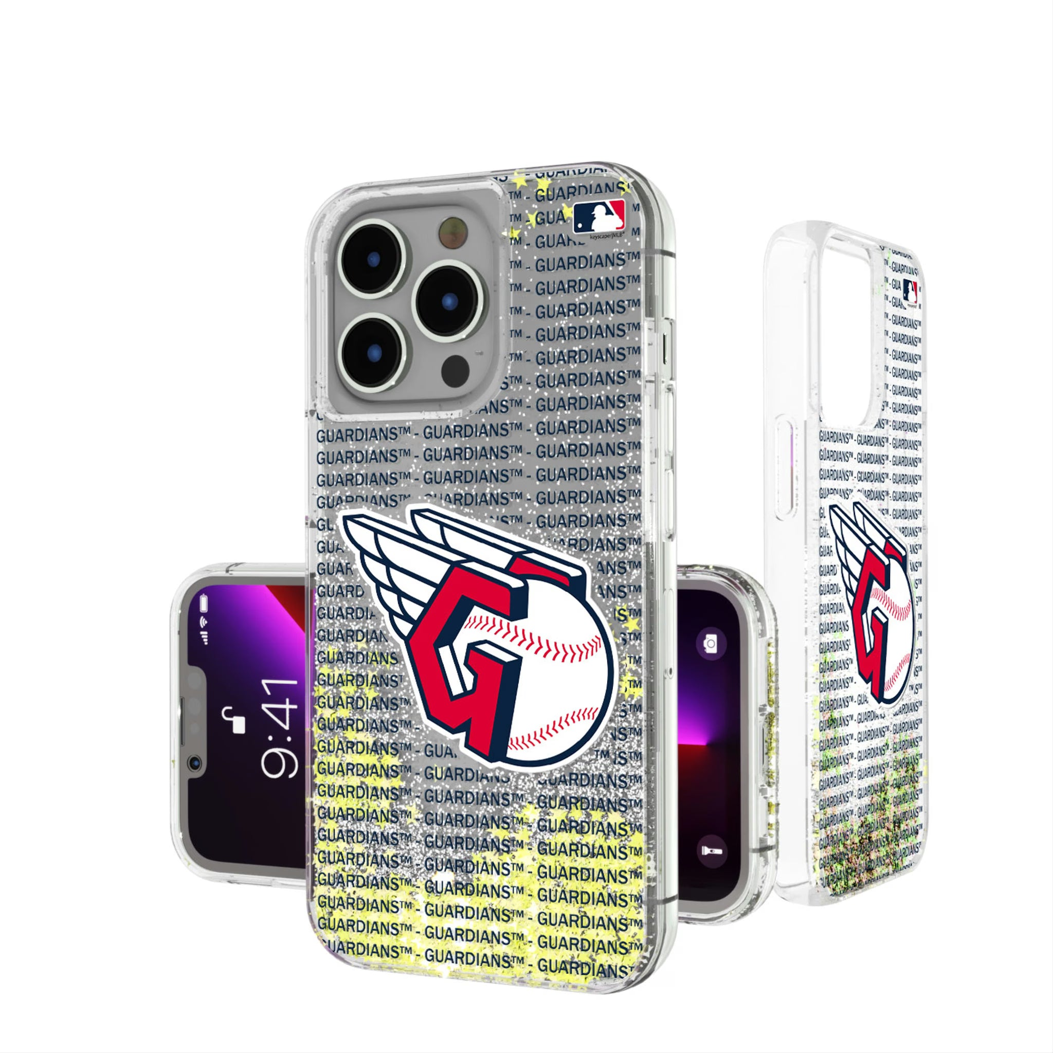 Cleveland Guardians Text Backdrop iPhone Glitter Phone Case for Apple iPhone
