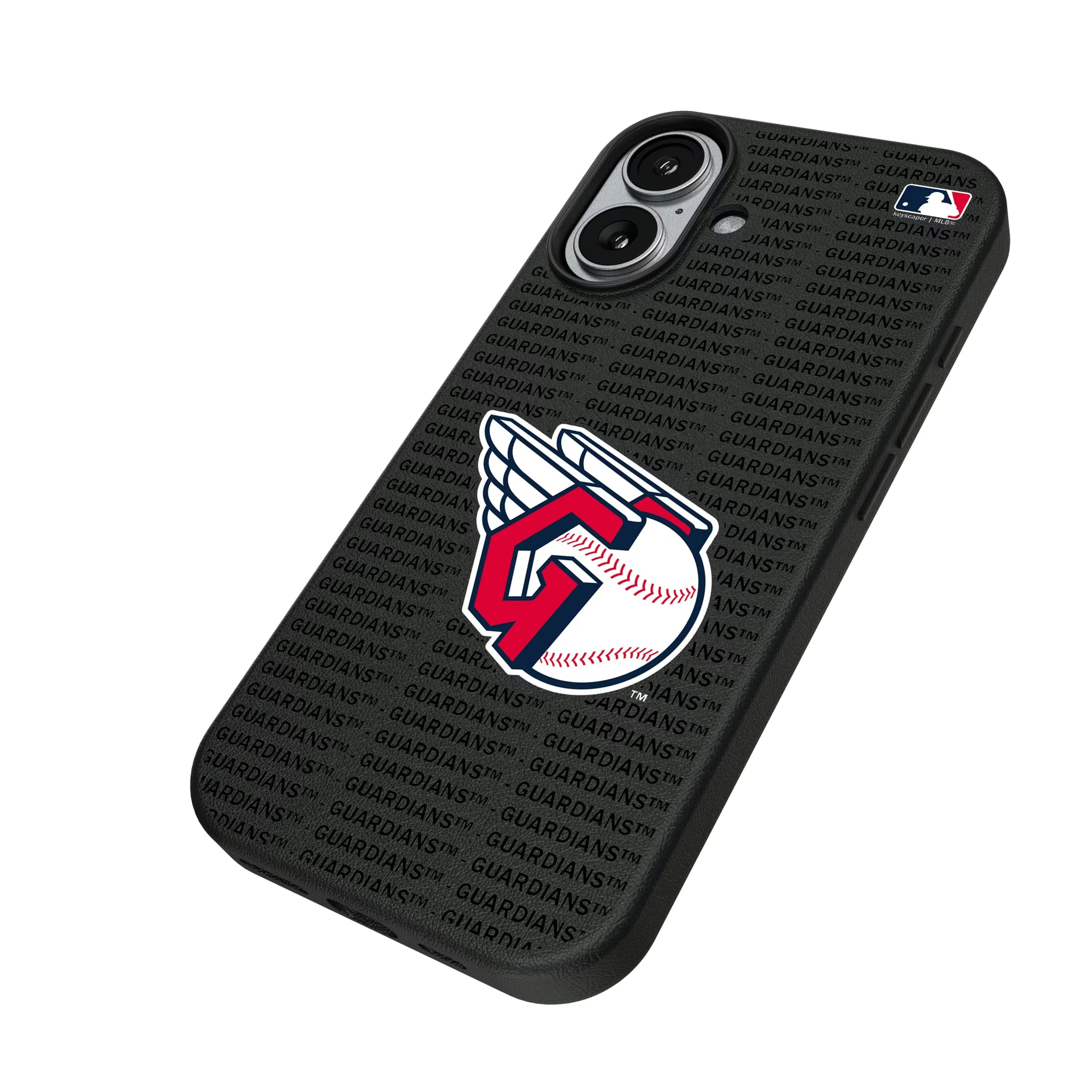 Cleveland Guardians Text Backdrop iPhone MagSafe Compatible Phone Case for Apple iPhone - Isometric View#Device_iPhone 17
