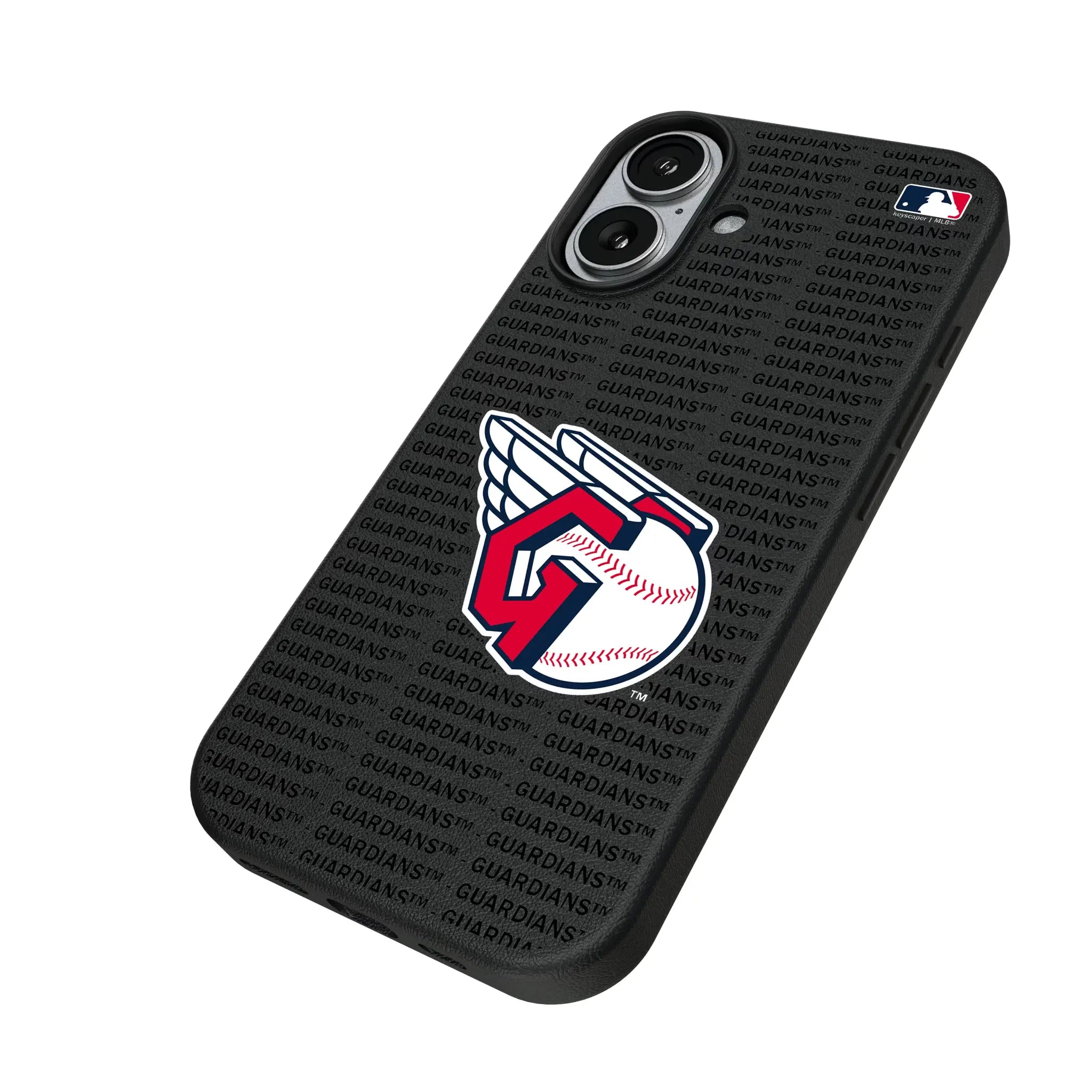 Cleveland Guardians Text Backdrop iPhone MagSafe Compatible Phone Case for Apple iPhone - Isometric View#Device_iPhone 17