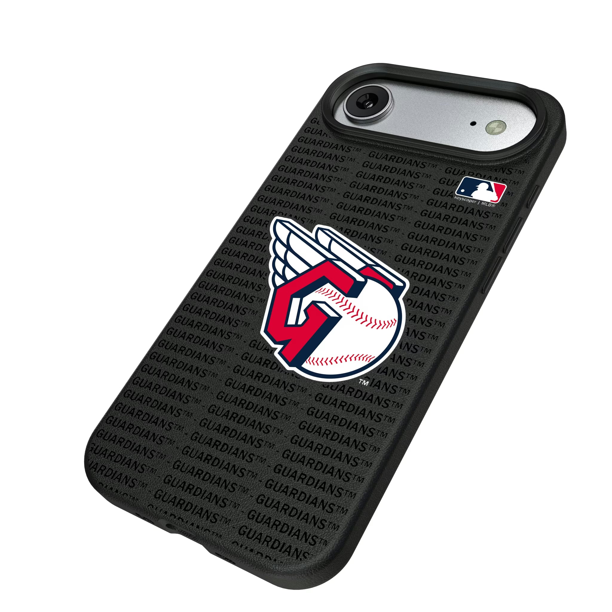 Cleveland Guardians Text Backdrop iPhone MagSafe Compatible Phone Case for Apple iPhone - Isometric View#Device_iPhone Air