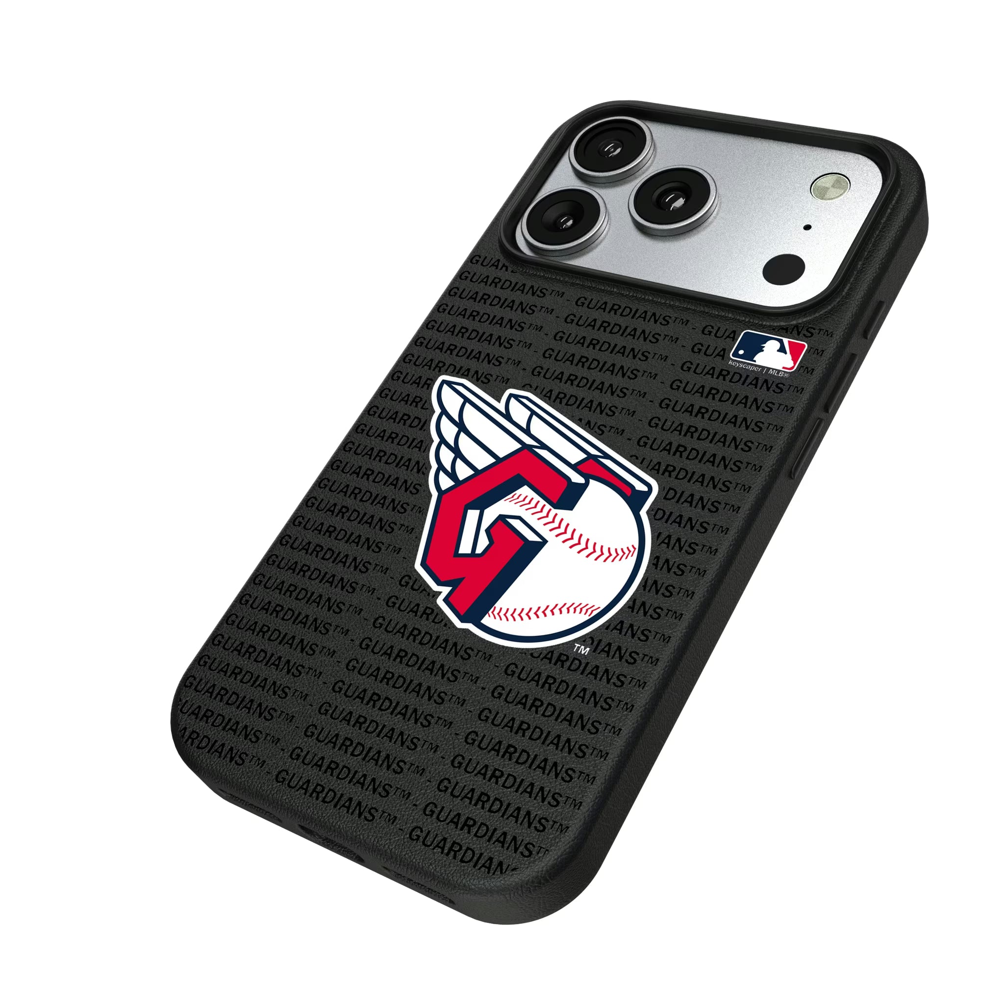Cleveland Guardians Text Backdrop iPhone MagSafe Compatible Phone Case for Apple iPhone - Isometric View#Device_iPhone 17 Pro