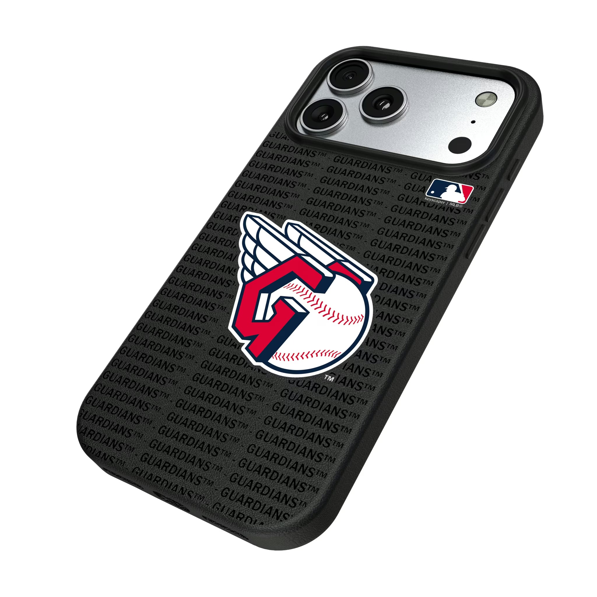 Cleveland Guardians Text Backdrop iPhone MagSafe Compatible Phone Case for Apple iPhone - Isometric View#Device_iPhone 17 Pro Max
