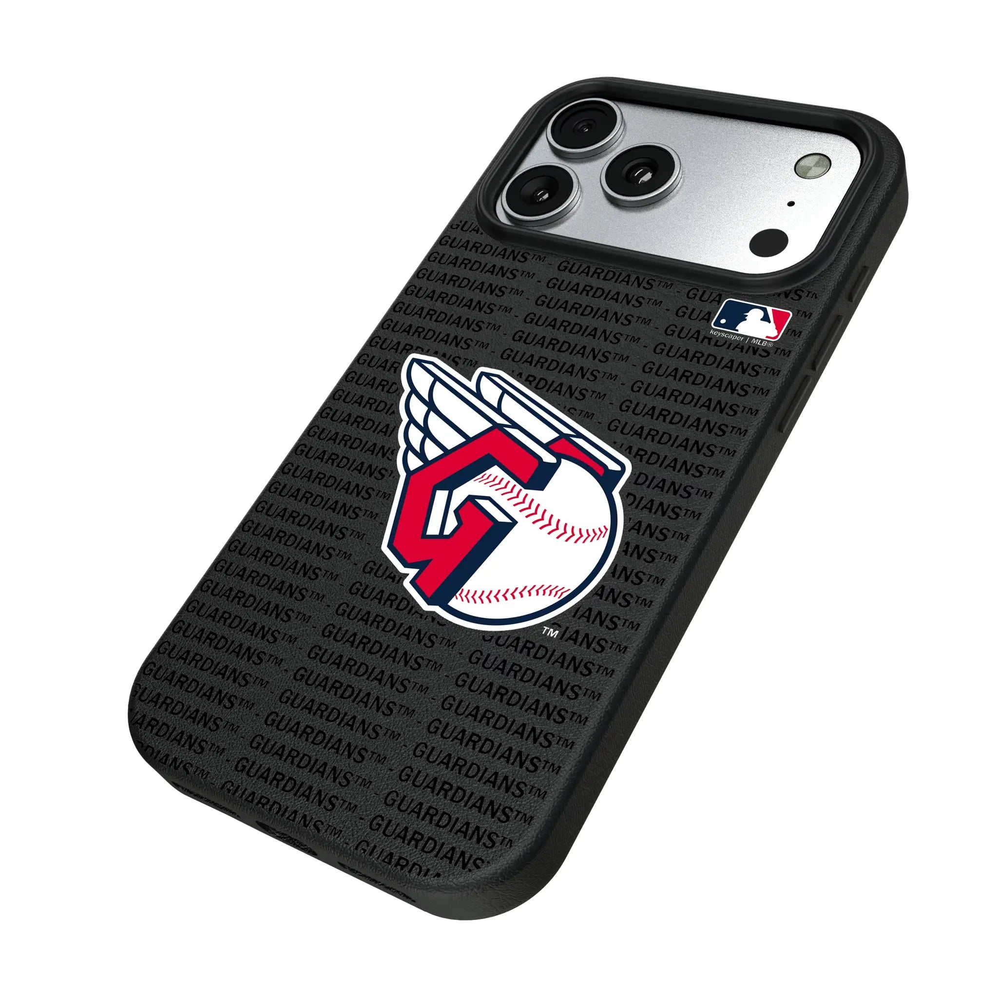 Cleveland Guardians Text Backdrop iPhone MagSafe Compatible Phone Case for Apple iPhone - Isometric View#Device_iPhone 17 Pro Max