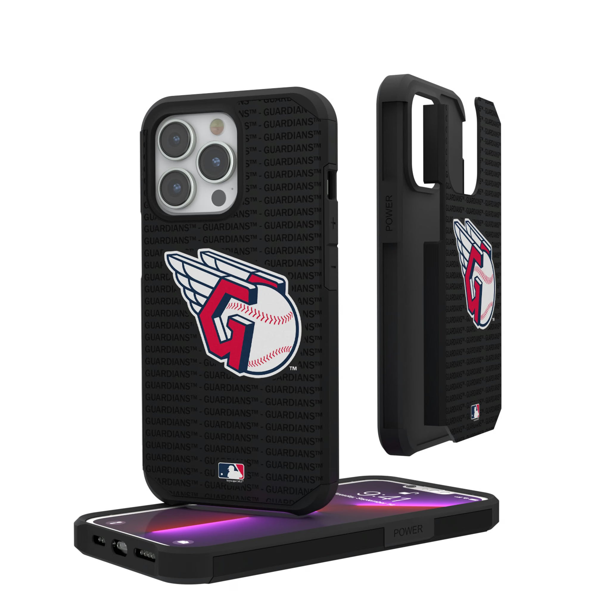 Cleveland Guardians Text Backdrop iPhone Rugged Phone Case for Apple iPhone