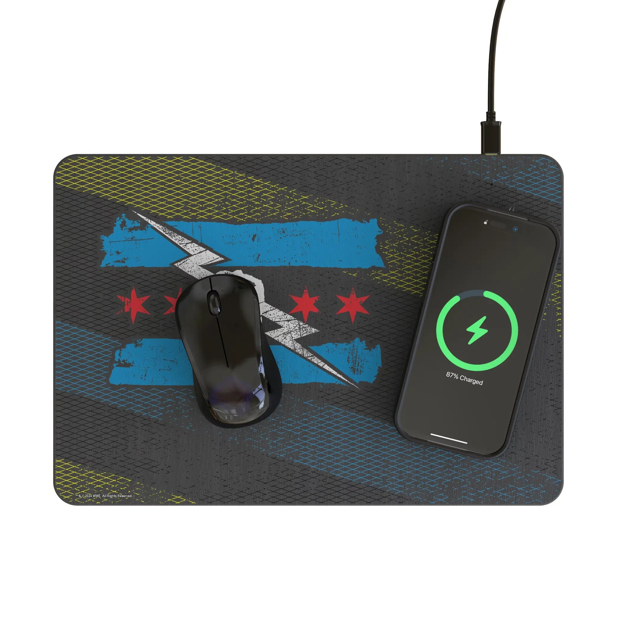 CM Punk Steel 15-Watt Wireless Charger and Mouse Pad - Lifestyle