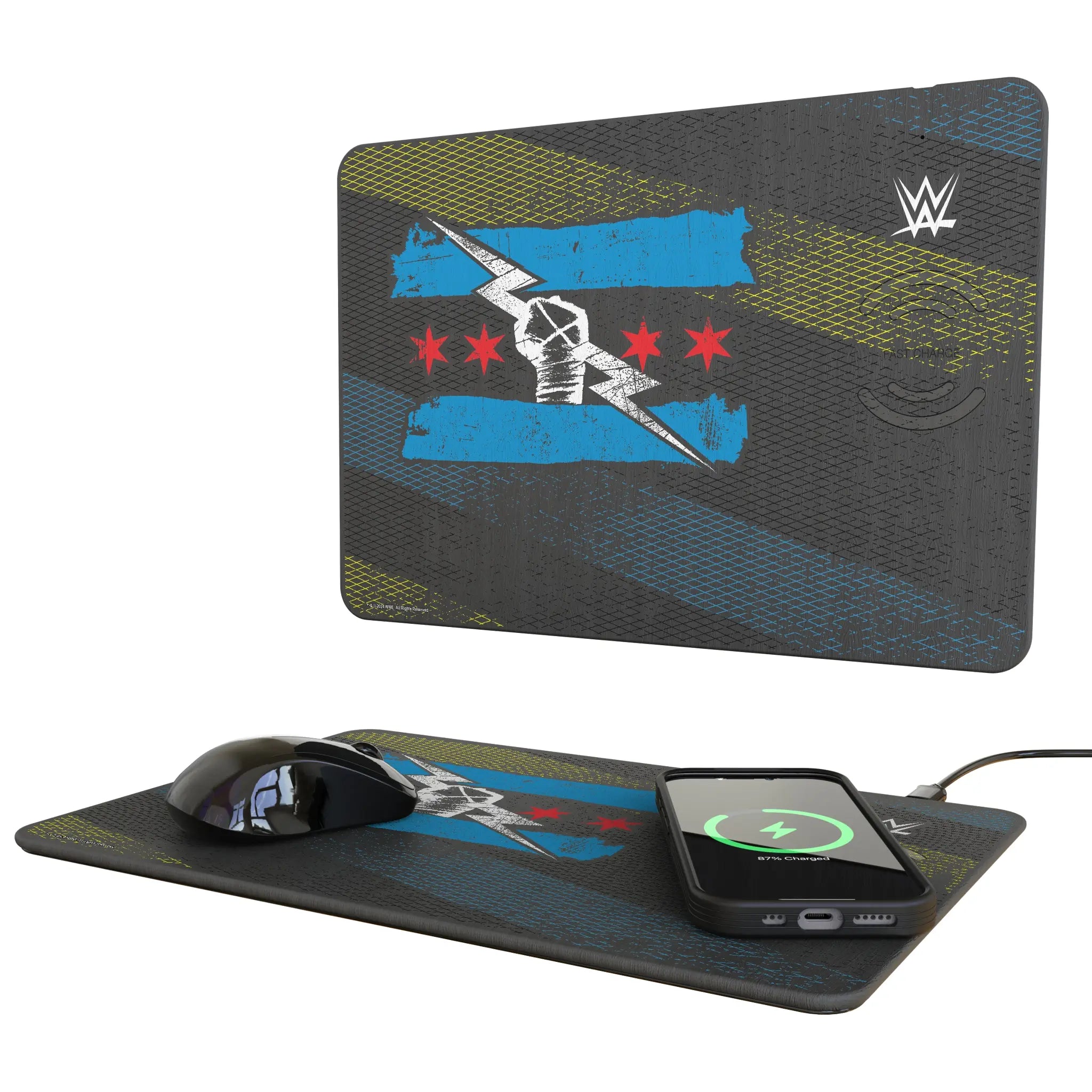 CM Punk Steel 15-Watt Wireless Charger and Mouse Pad