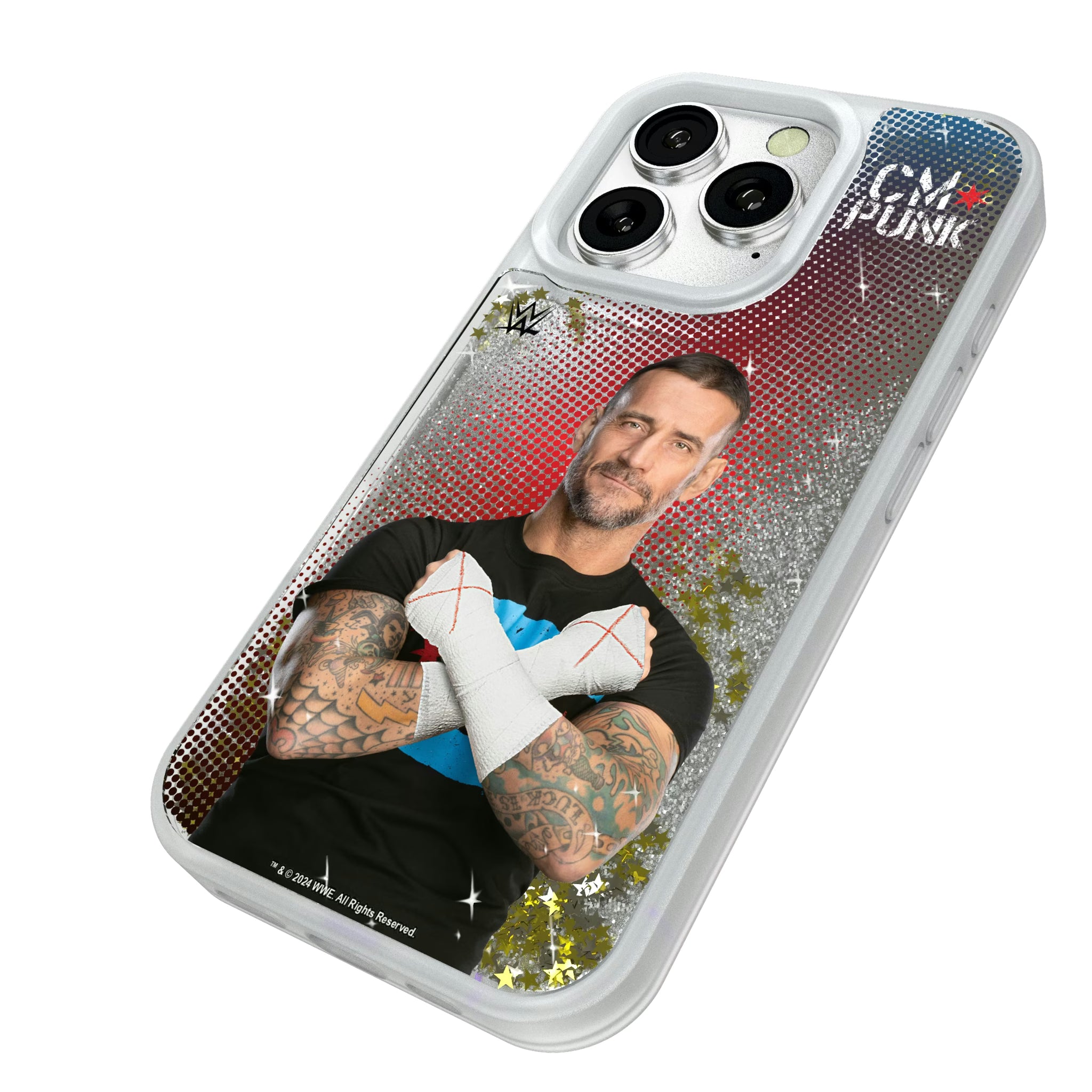 CM Punk Superstar iPhone Glitter Phone Case for Apple iPhone - Isometric View#Device_iPhone 16 Pro