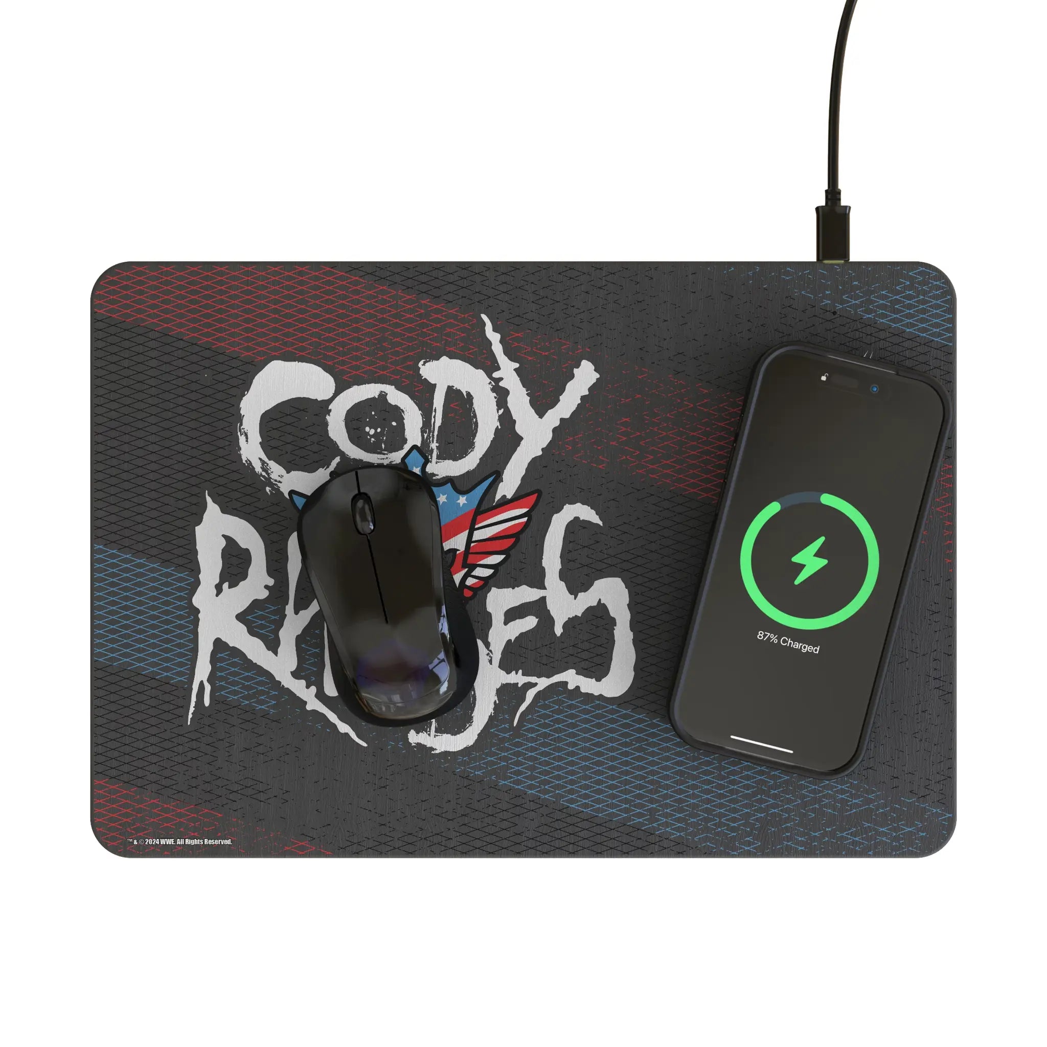 Cody Rhodes Steel 15-Watt Wireless Charger and Mouse Pad - Lifestyle