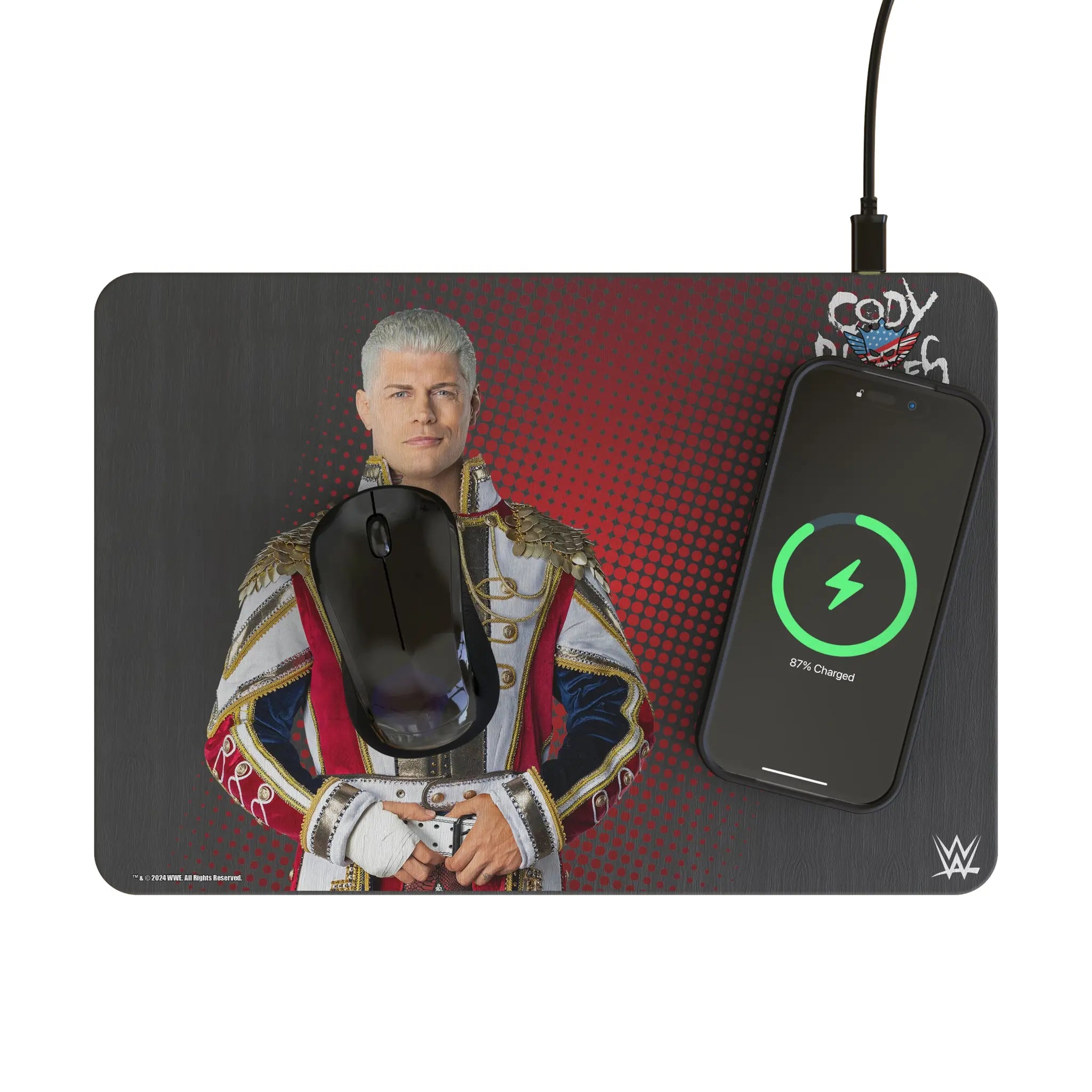 Cody Rhodes Superstar 15-Watt Wireless Charger and Mouse Pad - Lifestyle