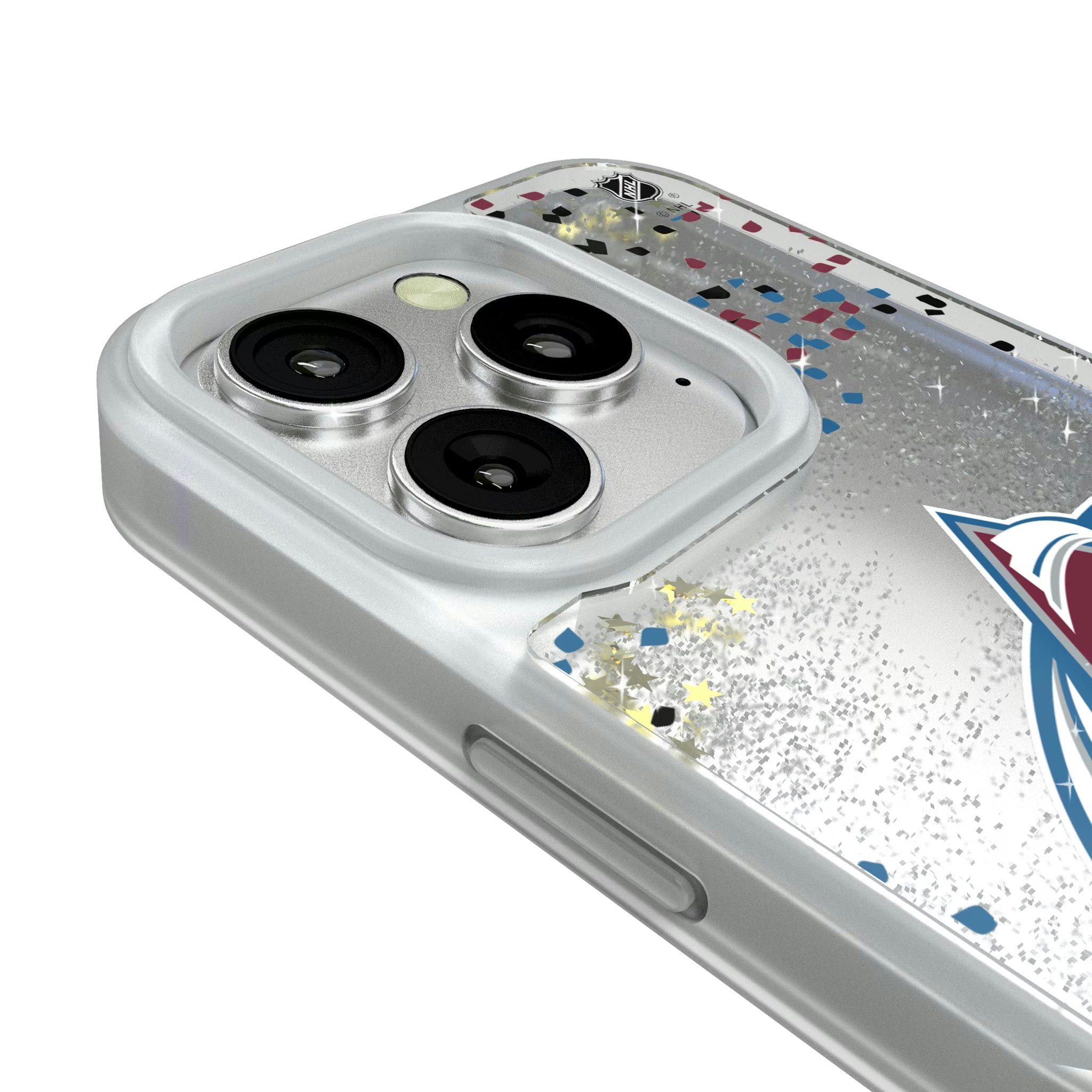 Colorado Avalanche Confetti iPhone Glitter Phone Case for Apple iPhone - Detail#Device_iPhone 16 Pro