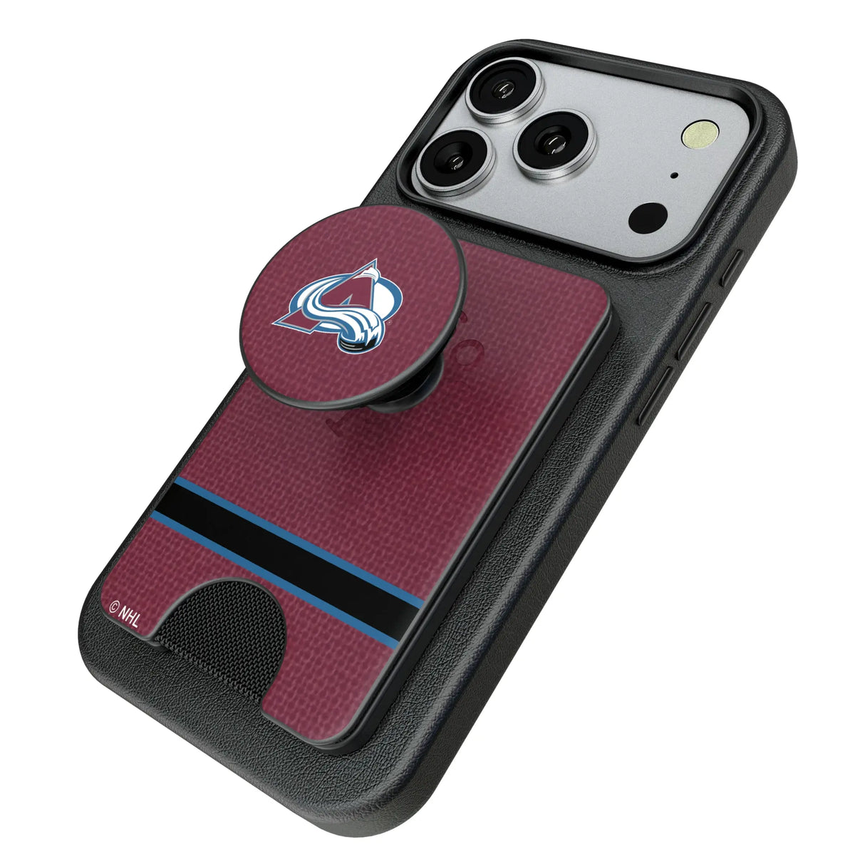 Colorado Avalanche Endzone Solid Popsockets Wallet Magnetic - Isometric View
