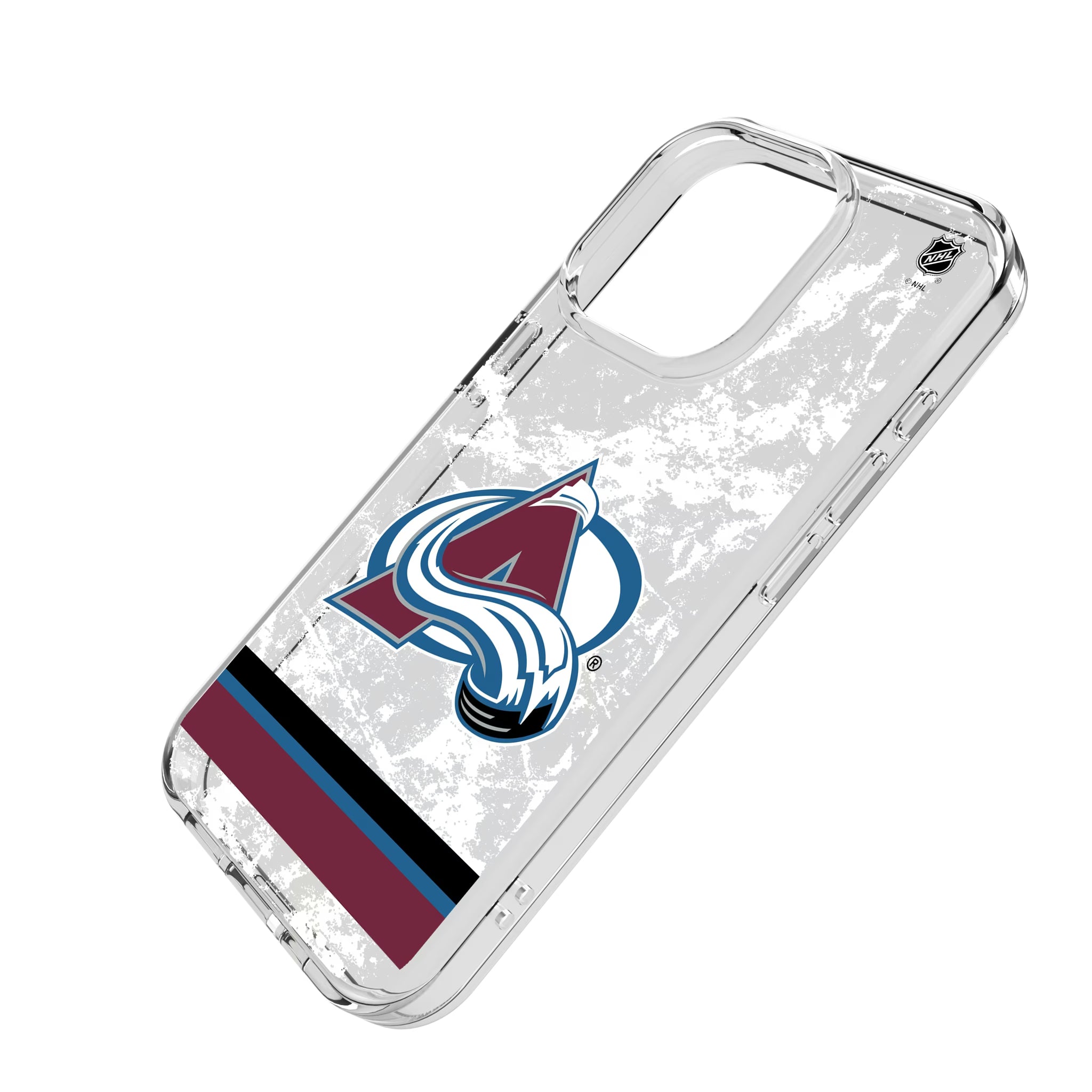 Colorado Avalanche Ice Stripe iPhone Clear Phone Case for Apple iPhone - Isometric View