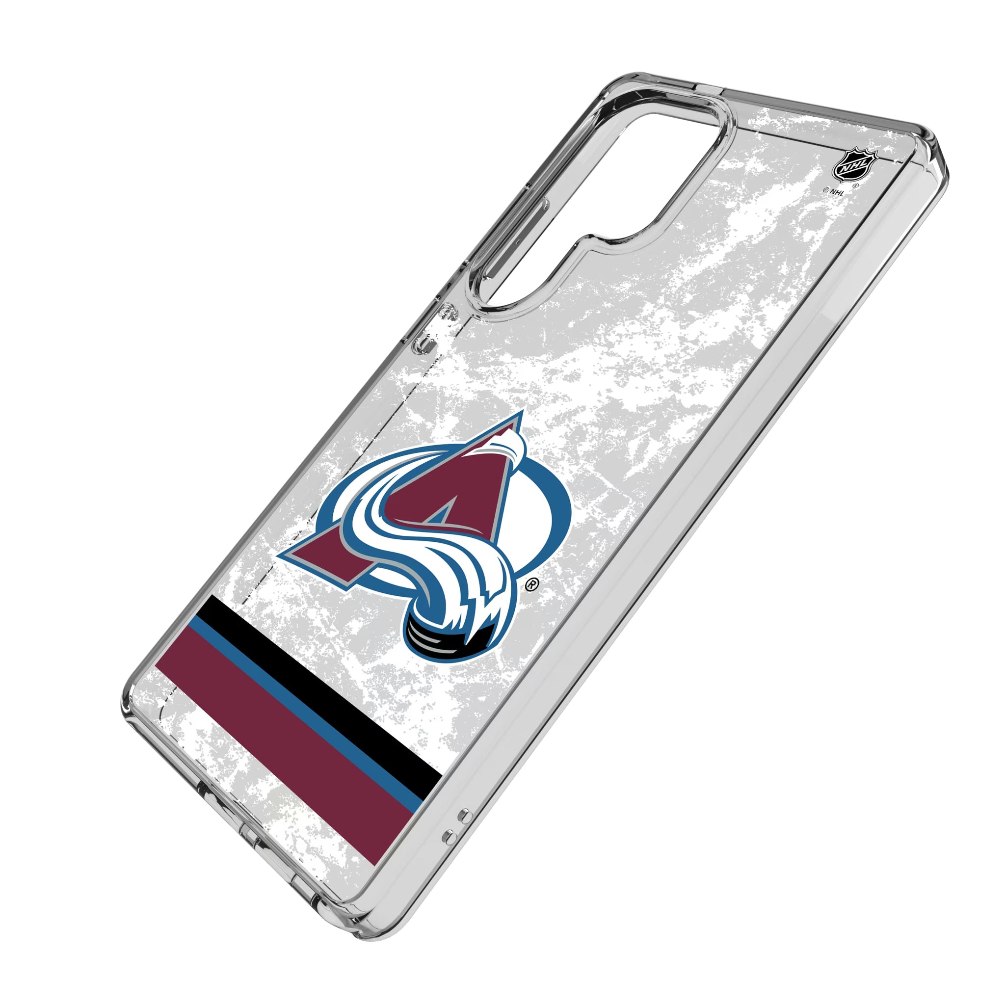 Colorado Avalanche Ice Stripe Galaxy Clear Phone Case for Samsung Galaxy - Isometric View