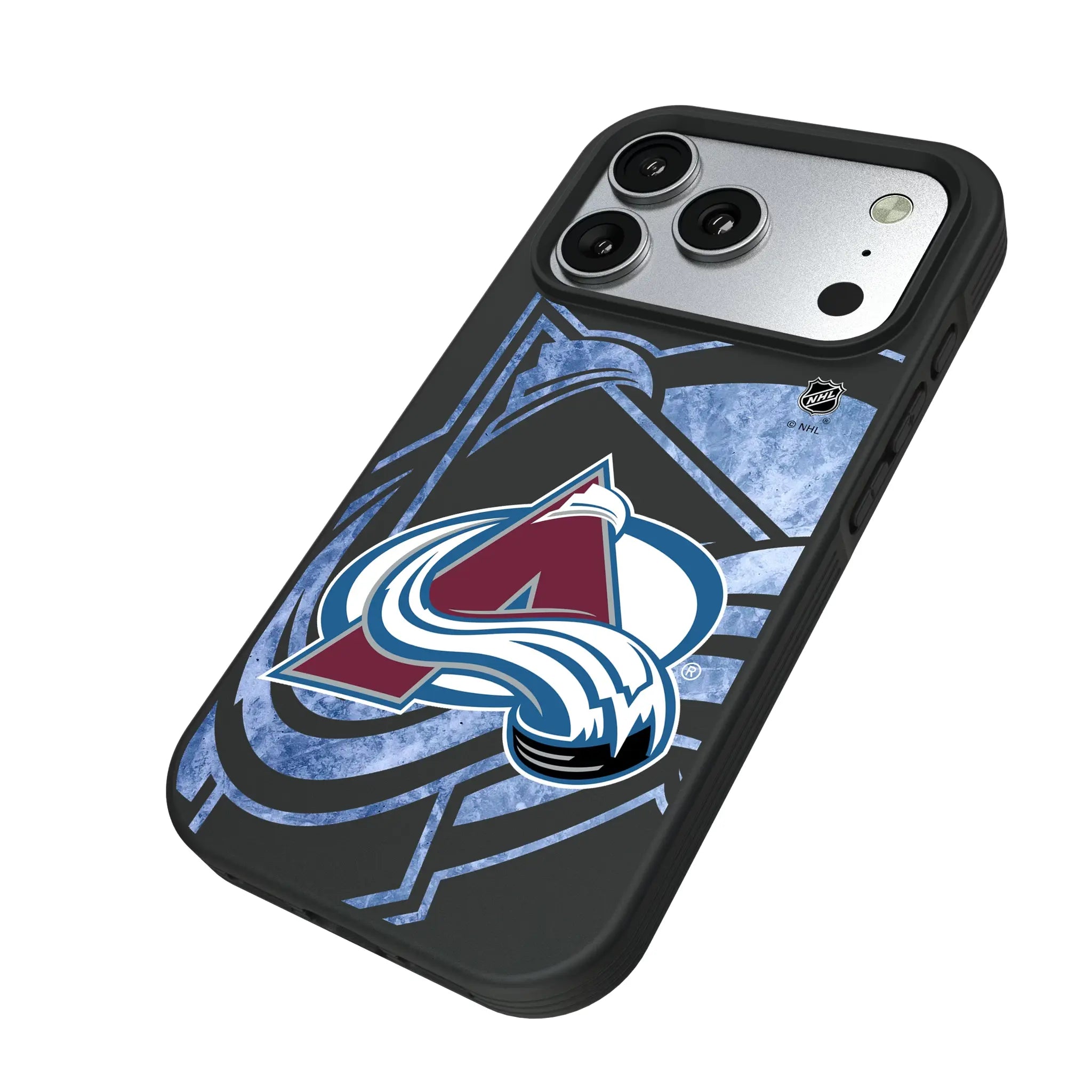 Colorado Avalanche Ice Tilt iPhone Bump Phone Case for Apple iPhone - Isometric View#Device_iPhone 17 Pro