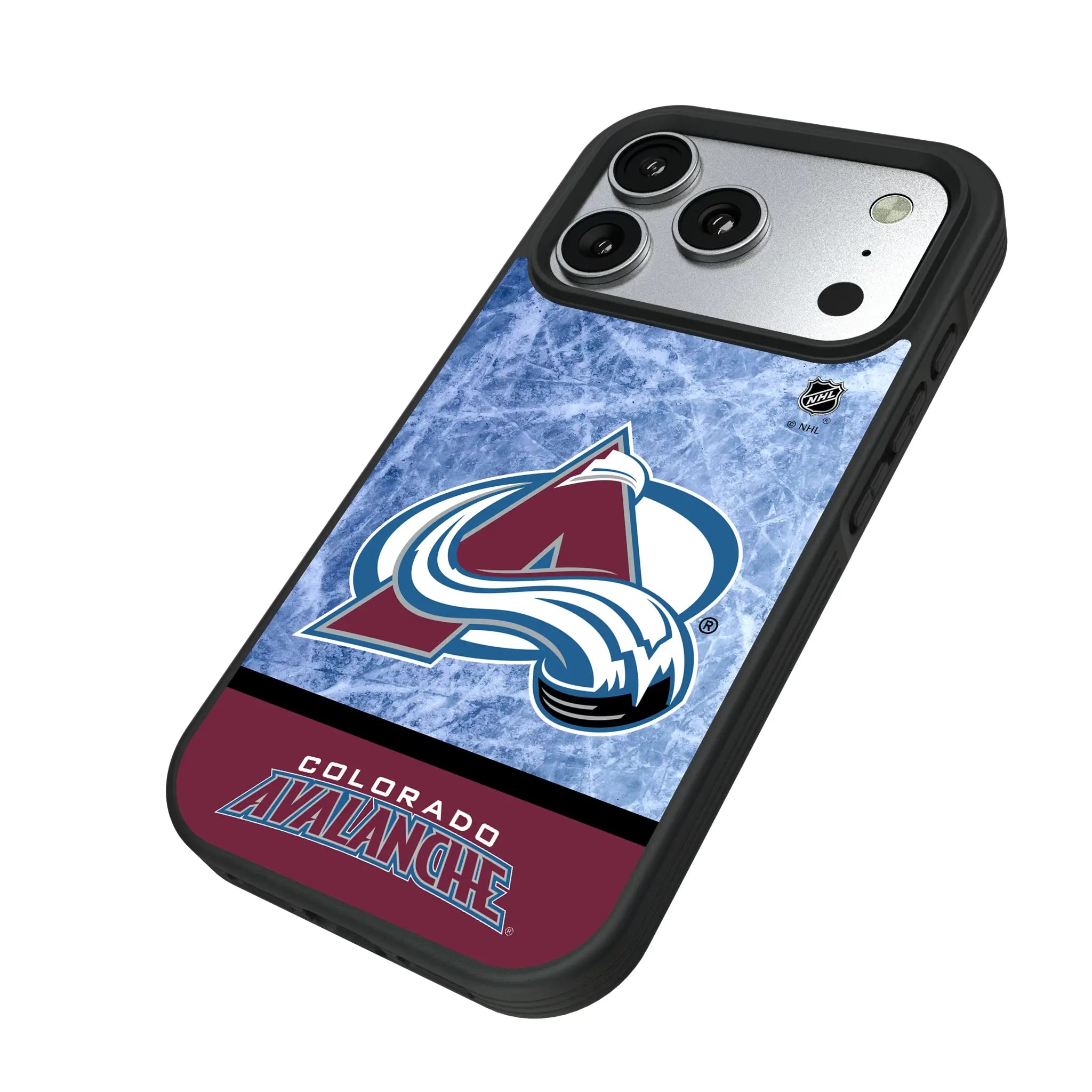 Colorado Avalanche Ice Wordmark iPhone Bump Phone Case for Apple iPhone - Isometric View#Device_iPhone 17 Pro
