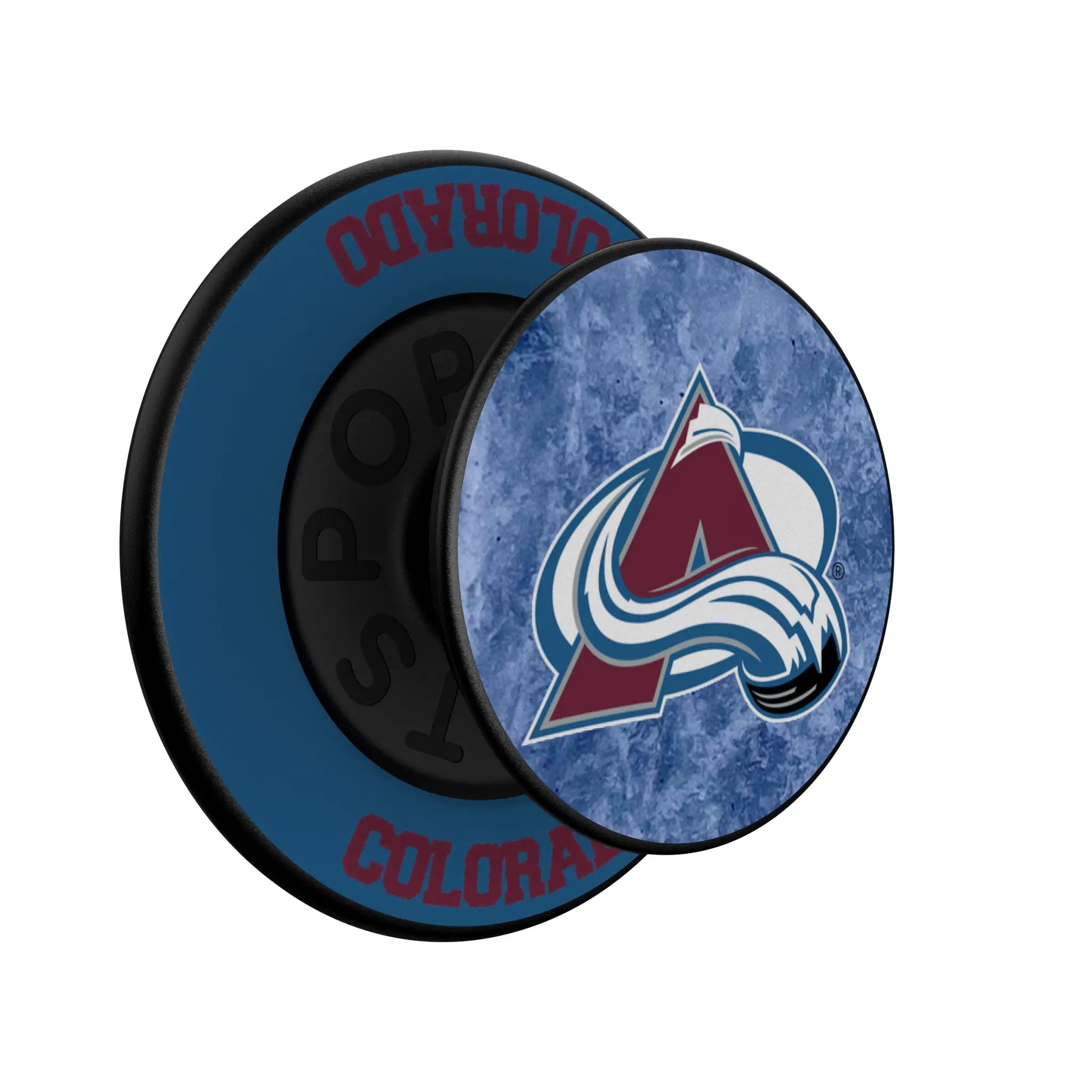 Colorado Avalanche Ice Wordmark Popsockets Round Magnetic - Isometric View