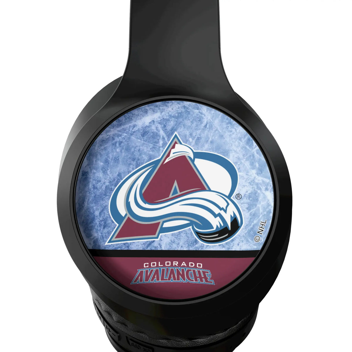 Colorado Avalanche Ice Wordmark Wireless Over-Ear Headphones With Case - Detail