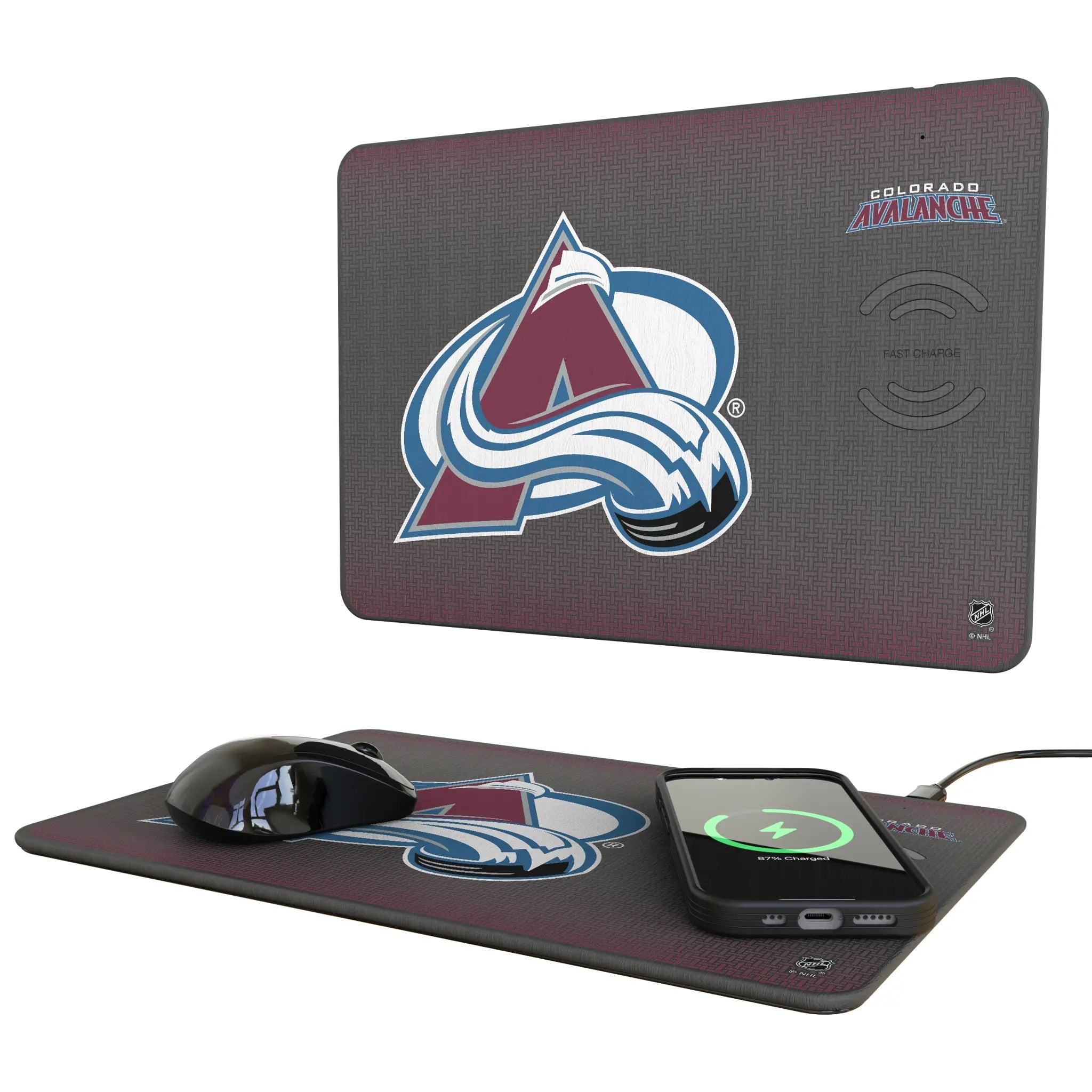 Colorado Avalanche Linen 15-Watt Wireless Charger and Mouse Pad