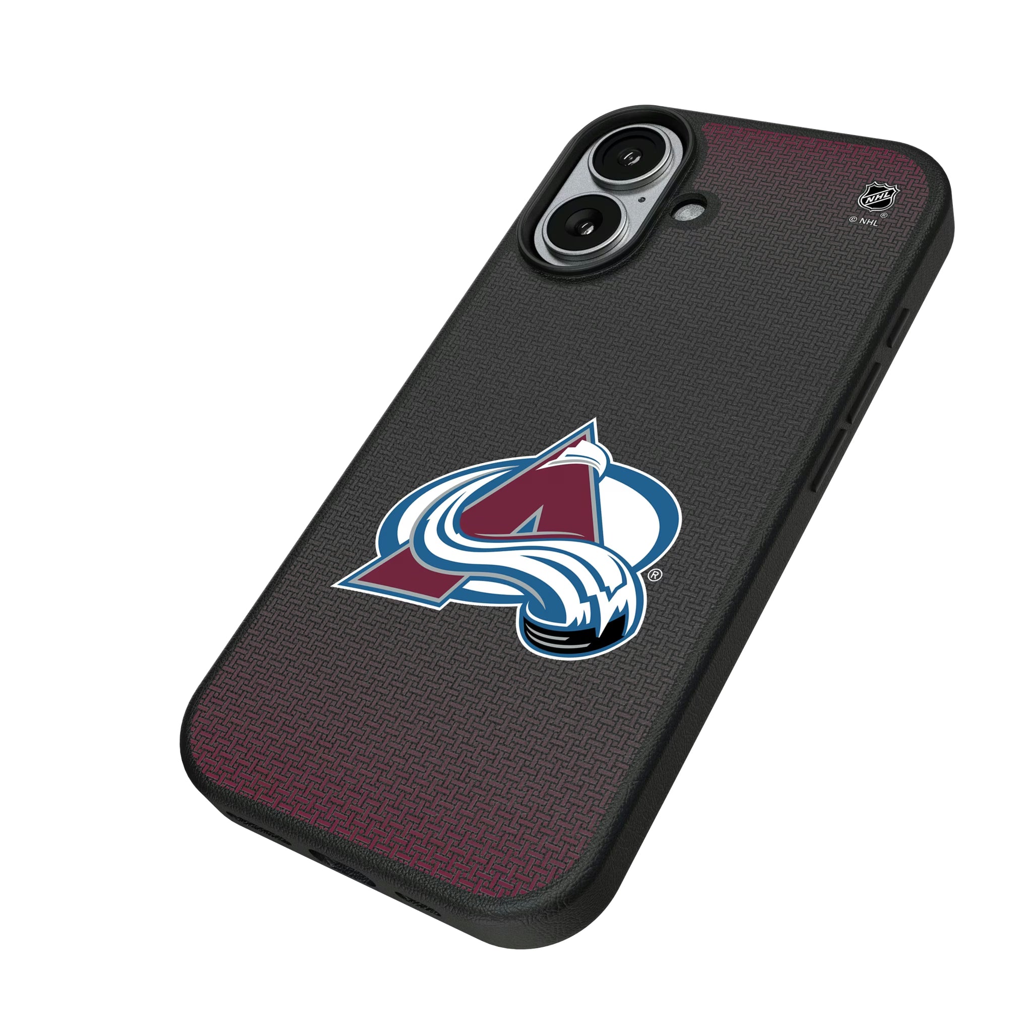 Colorado Avalanche Linen iPhone MagSafe Compatible Phone Case for Apple iPhone - Isometric View#Device_iPhone 17