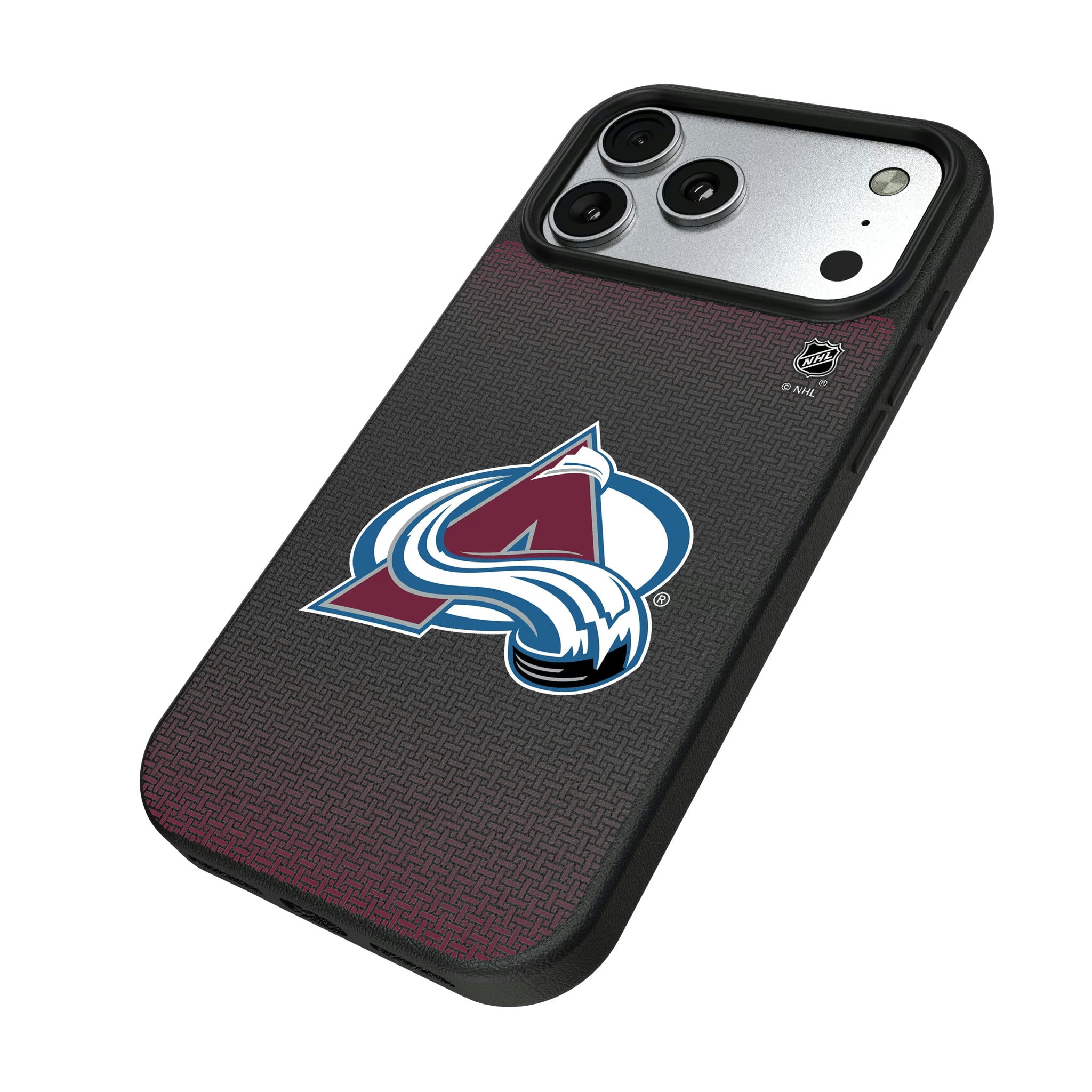 Colorado Avalanche Linen iPhone MagSafe Compatible Phone Case for Apple iPhone - Isometric View#Device_iPhone 17 Pro Max
