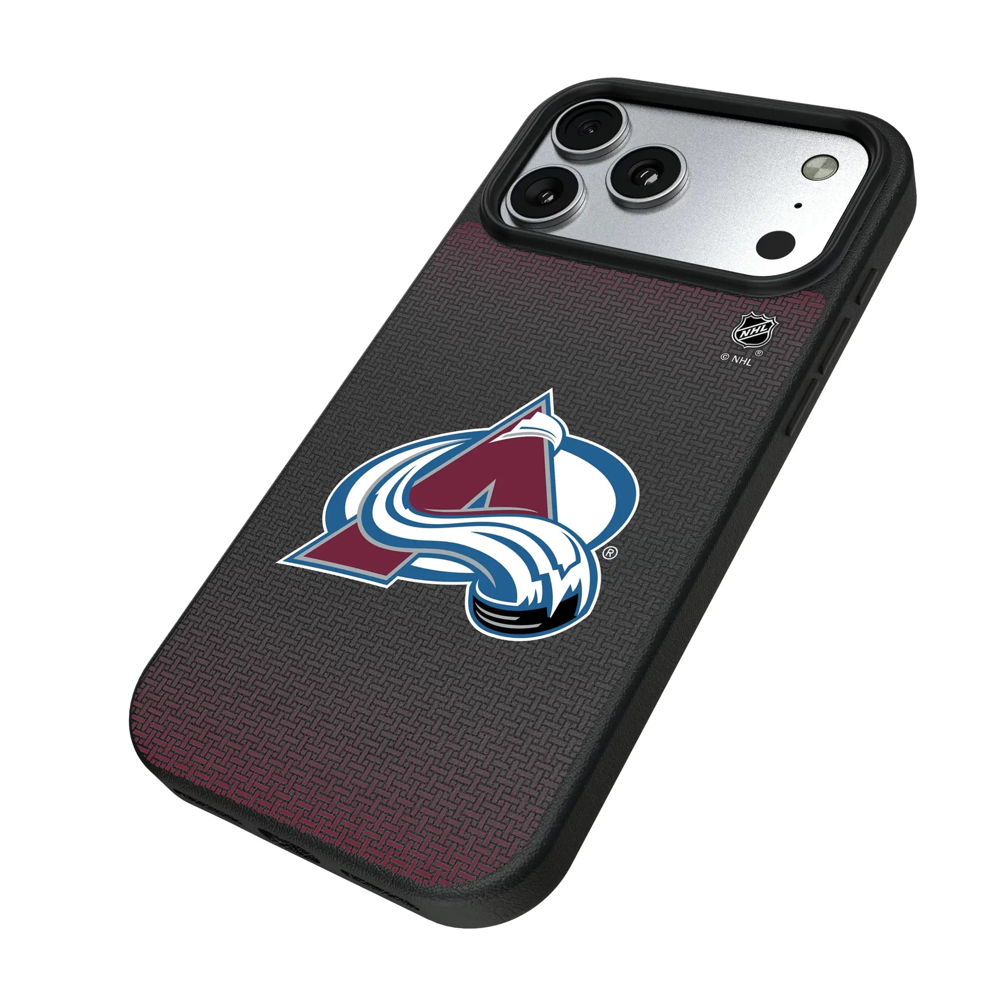 Colorado Avalanche Linen iPhone MagSafe Compatible Phone Case for Apple iPhone - Isometric View#Device_iPhone 17 Pro Max