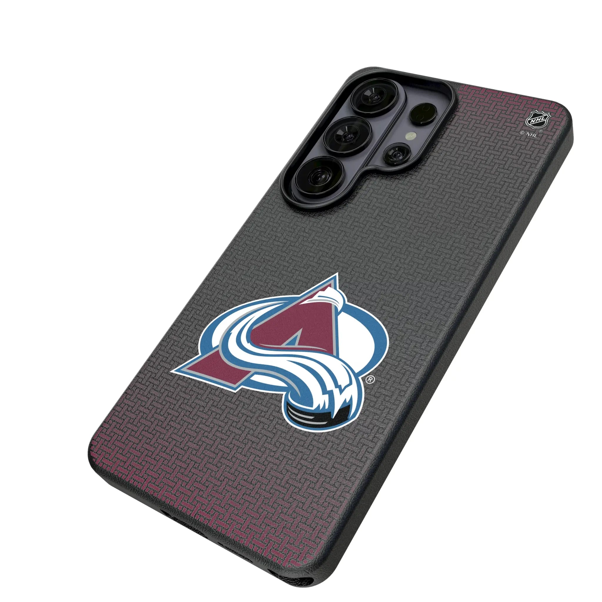 Colorado Avalanche Linen Galaxy MagSafe Compatible Phone Case for Samsung Galaxy - Isometric View#Device_Galaxy S26 Ultra
