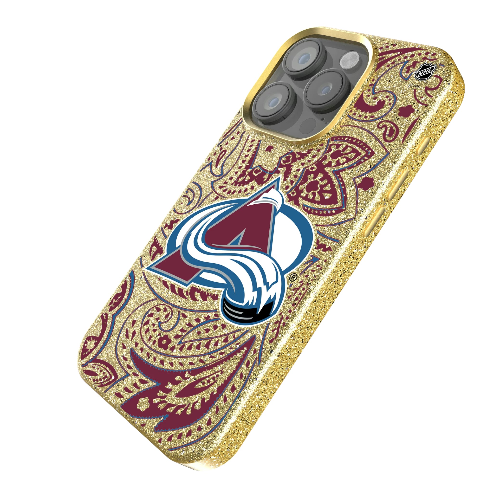 Colorado Avalanche Paisley iPhone Bling Phone Case for Apple iPhone - Isometric View