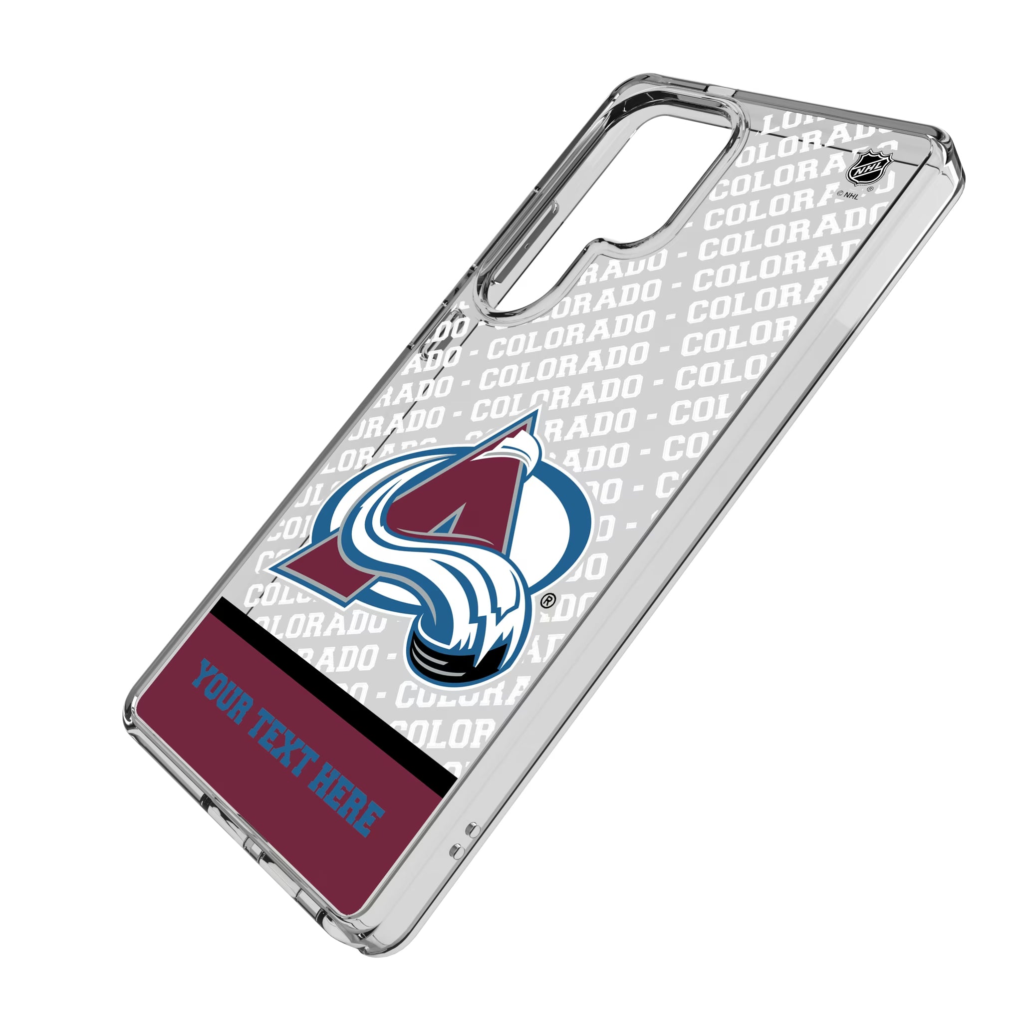 Colorado Avalanche Personalized EndZone Plus Galaxy Clear Phone Case for Samsung Galaxy - Isometric View