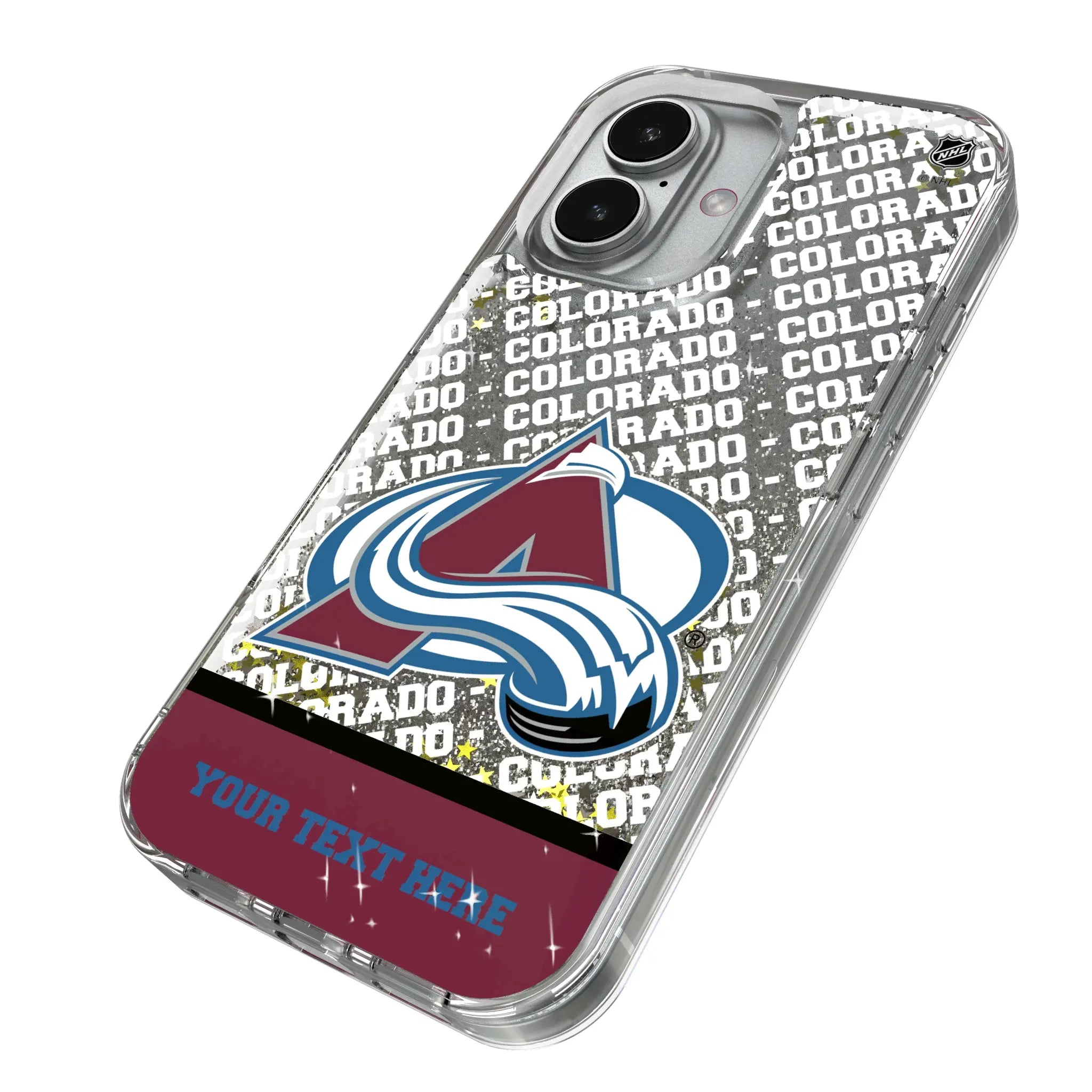 Colorado Avalanche Personalized EndZone Plus iPhone Glitter Phone Case for Apple iPhone - Isometric View