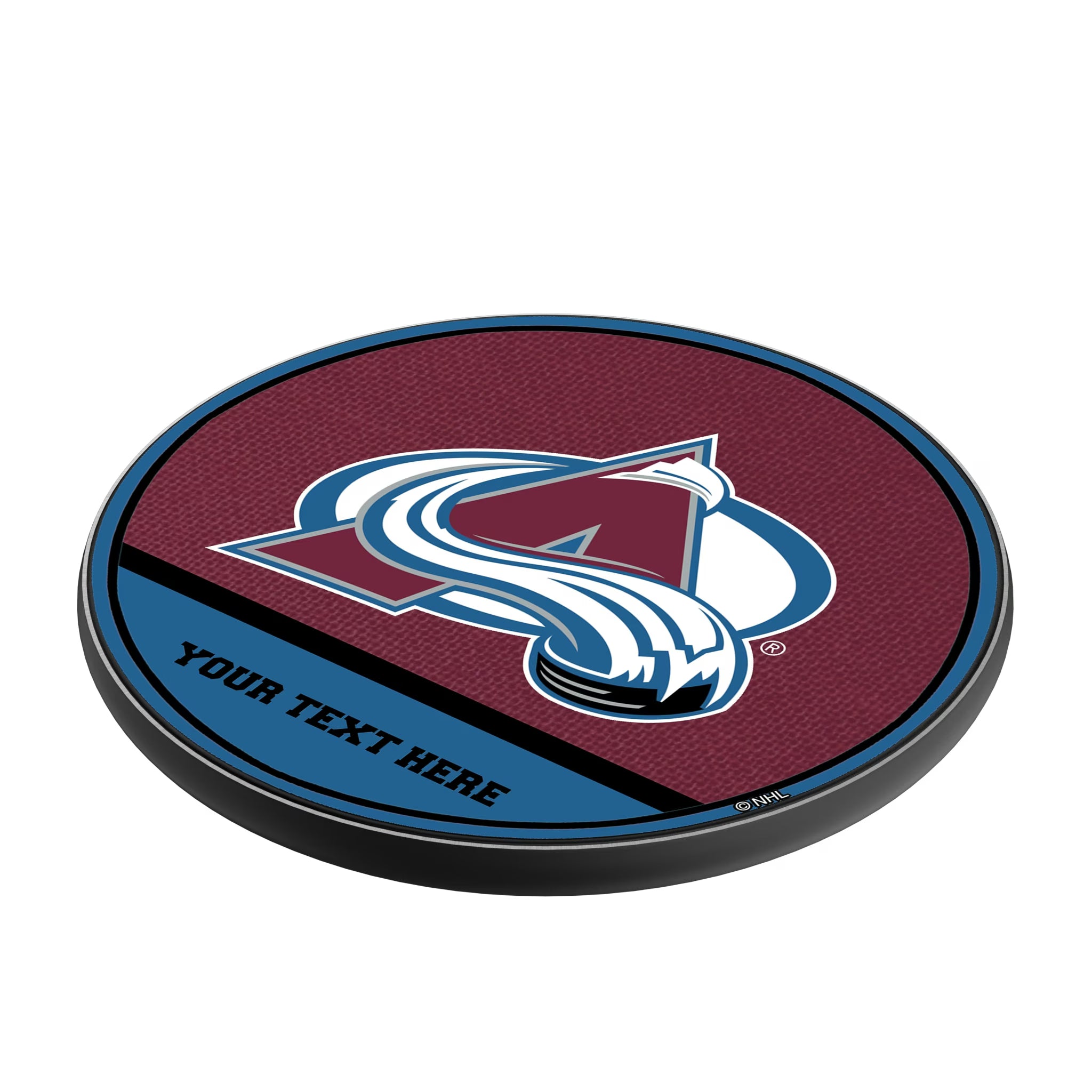 Colorado Avalanche Personalized Endzone Solid 15-Watt Wireless Charger - Isometric View