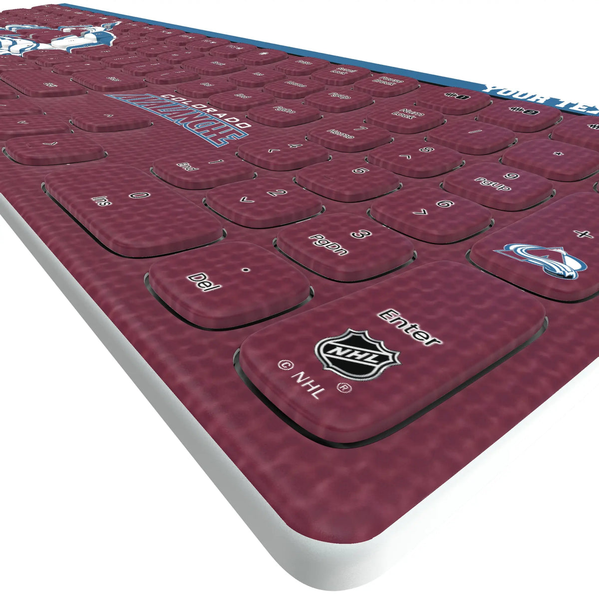Colorado Avalanche Personalized Endzone Solid KKB605 Curved Wireless Keyboard - Detail
