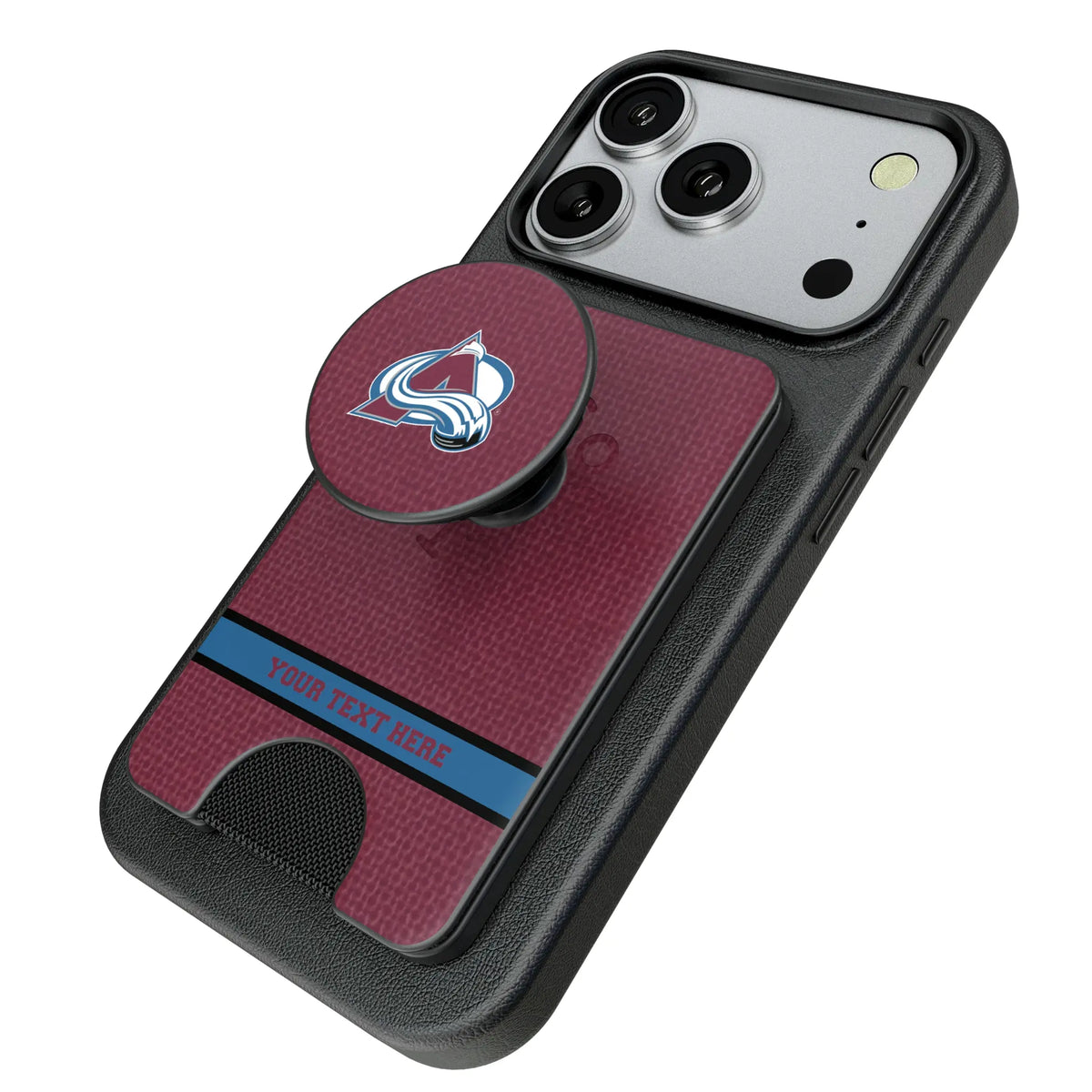 Colorado Avalanche Personalized Endzone Solid Popsockets Wallet Magnetic - Isometric View