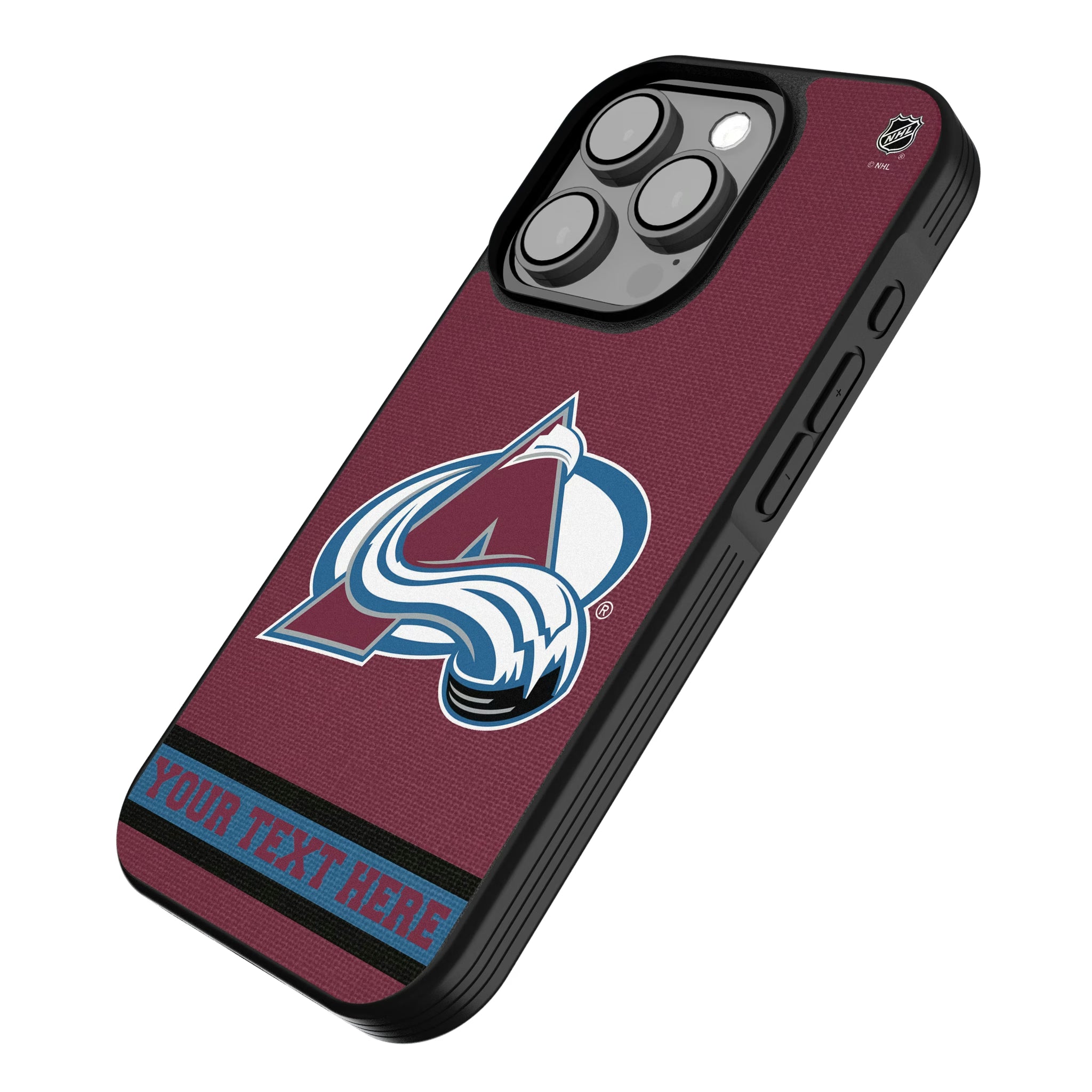 Colorado Avalanche Personalized Stripe iPhone Bump Phone Case for Apple iPhone - Isometric View