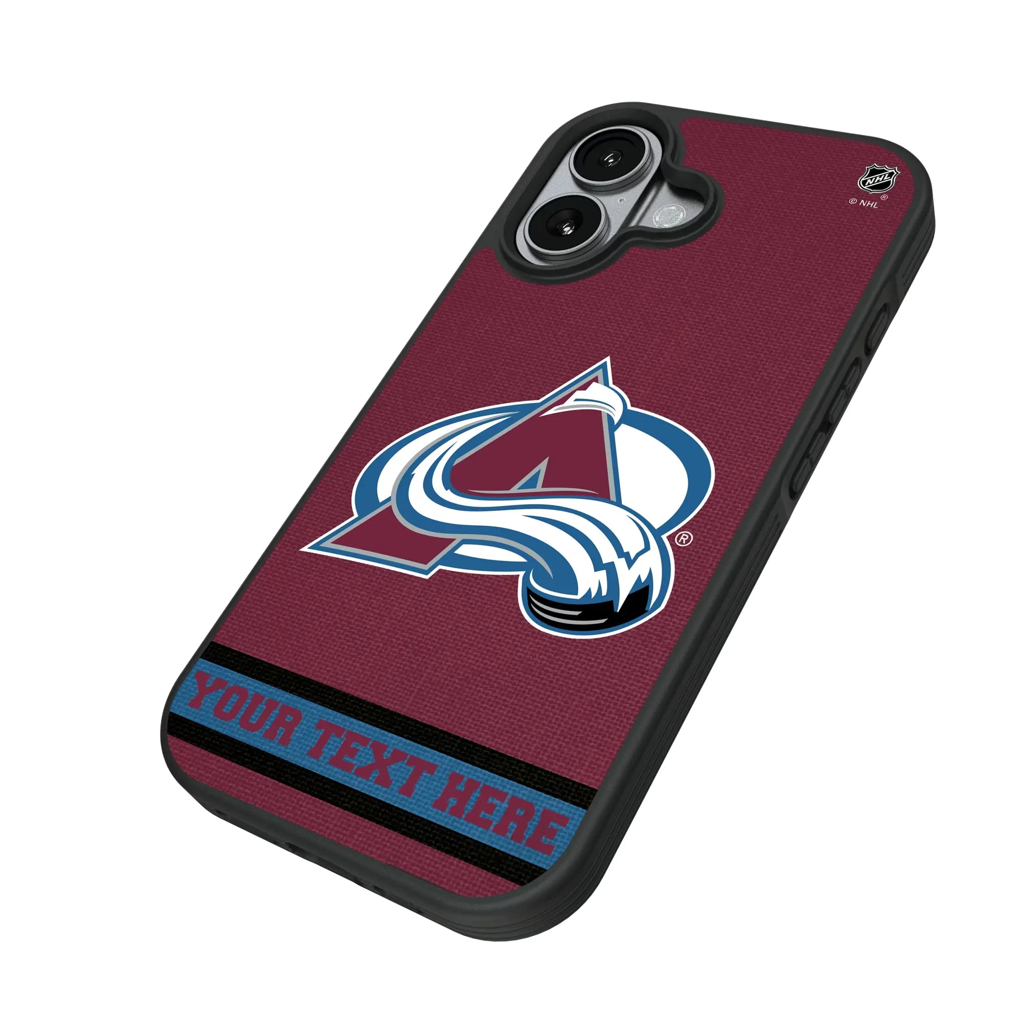 Colorado Avalanche Personalized Stripe iPhone Bump Phone Case for Apple iPhone - Isometric View#Device_iPhone 17
