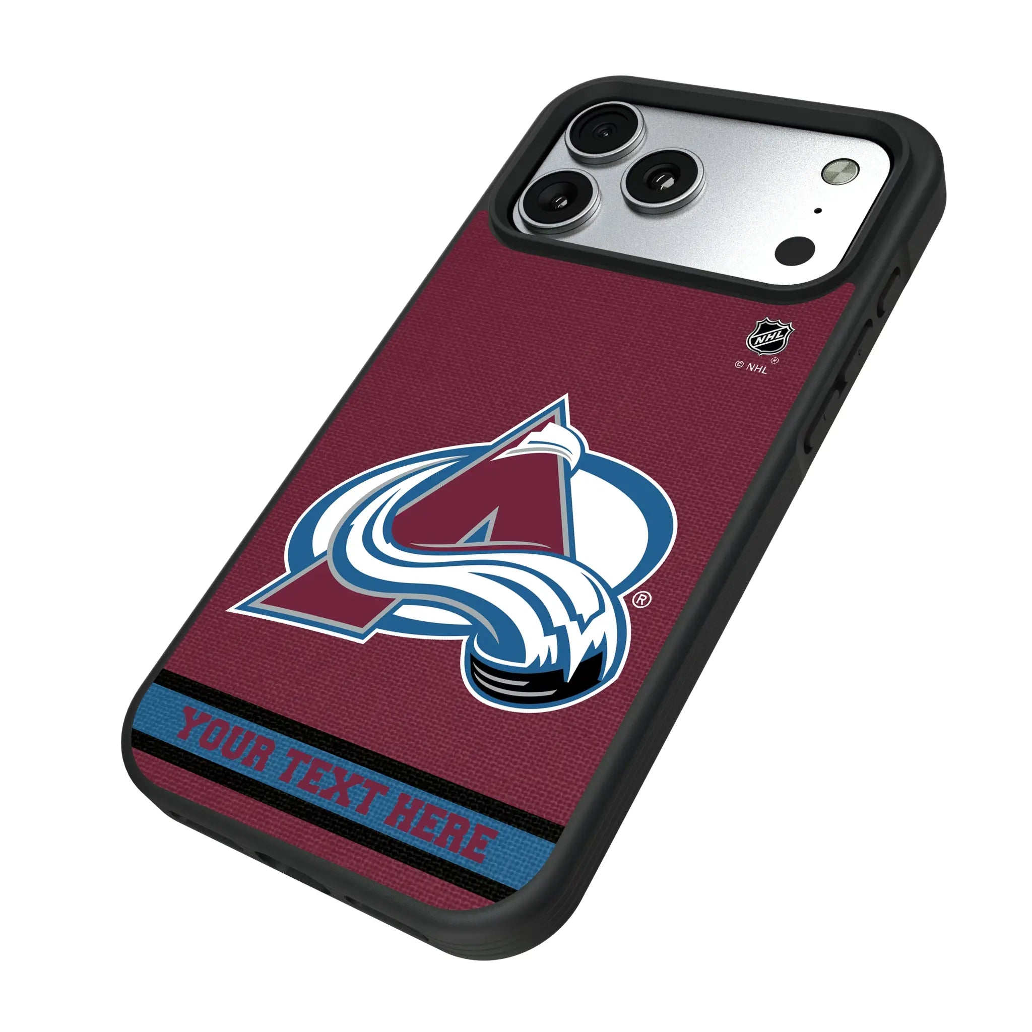 Colorado Avalanche Personalized Stripe iPhone Bump Phone Case for Apple iPhone - Isometric View#Device_iPhone 17 Pro Max