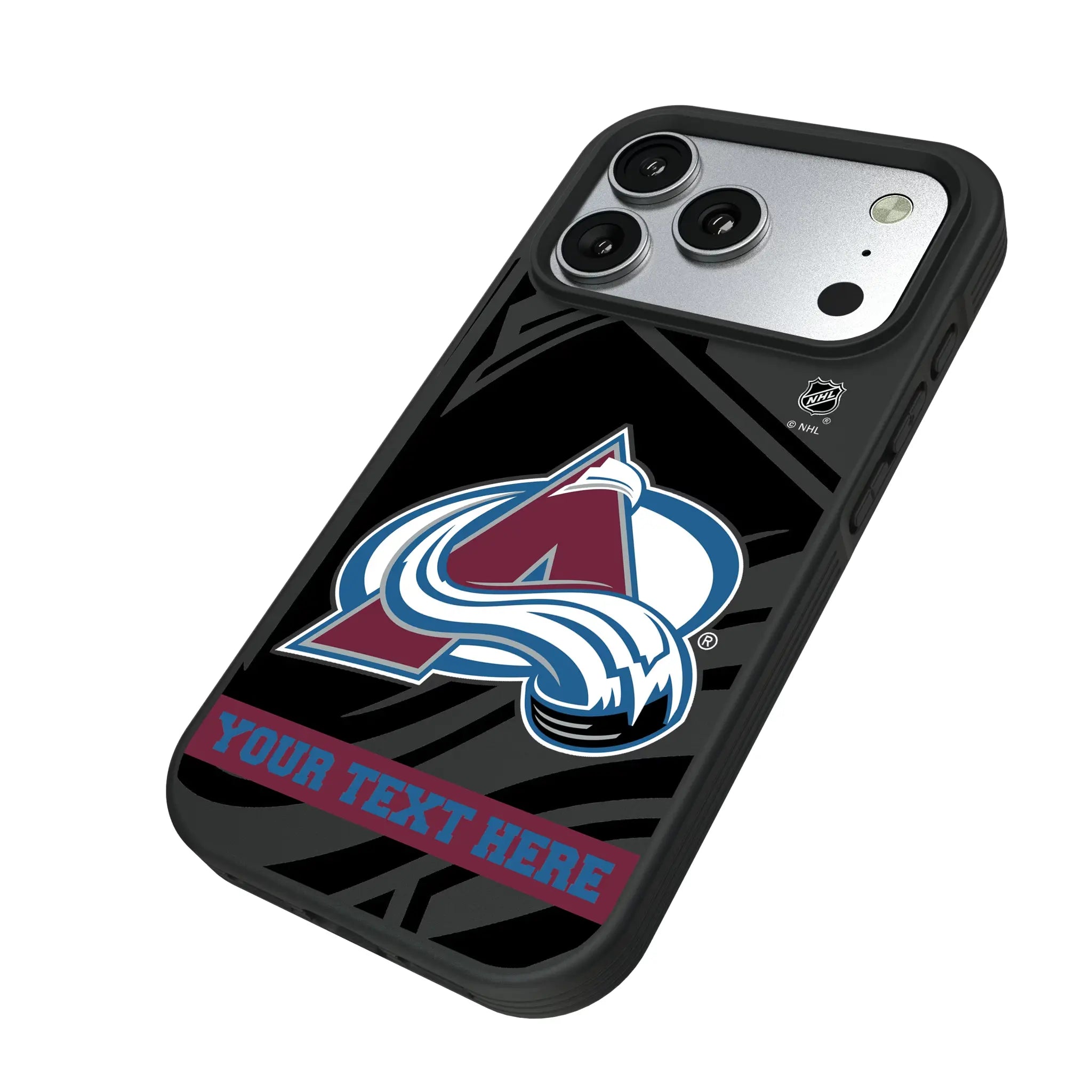 Colorado Avalanche Personalized Tilt iPhone Bump Phone Case for Apple iPhone - Isometric View#Device_iPhone 17 Pro