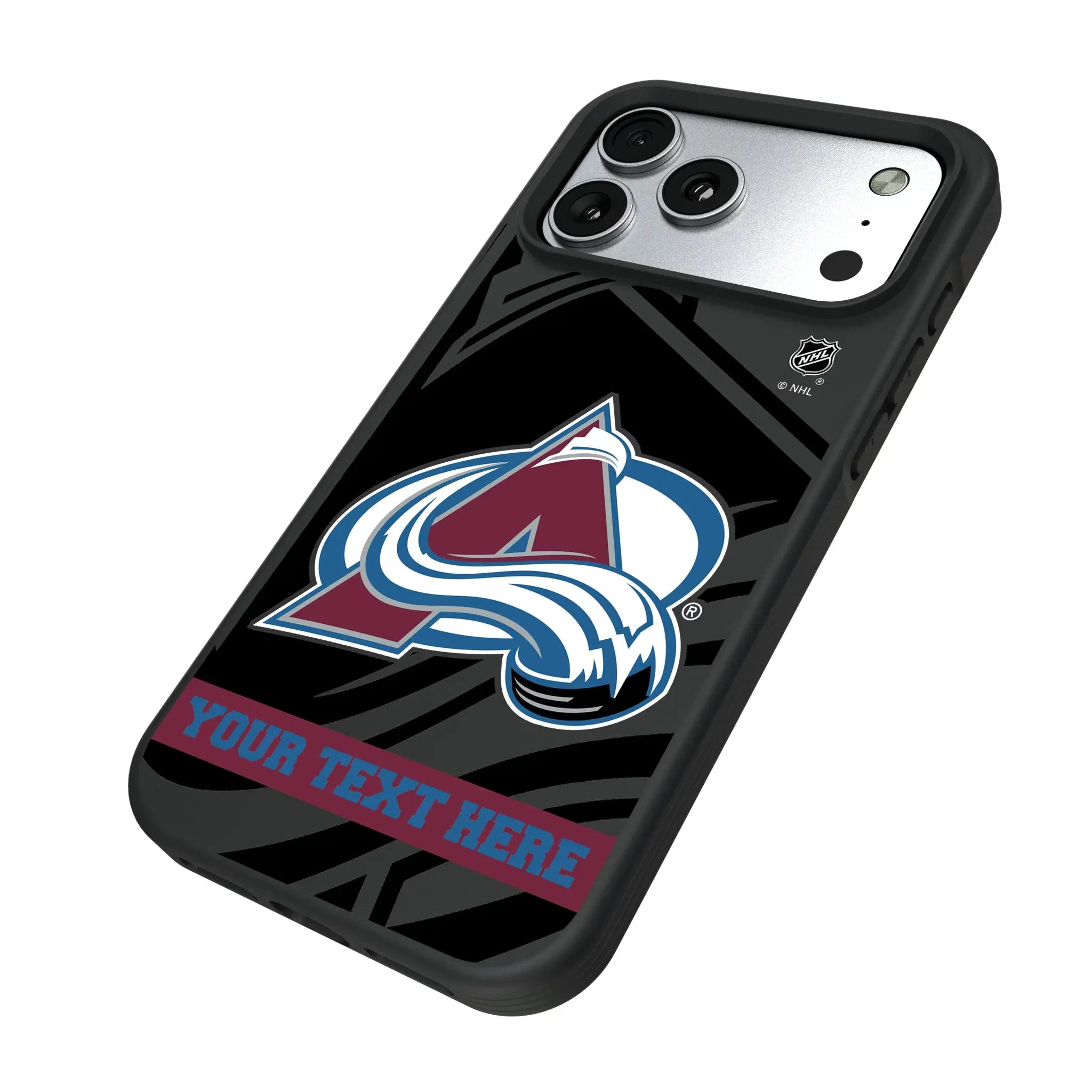 Colorado Avalanche Personalized Tilt iPhone Bump Phone Case for Apple iPhone - Isometric View#Device_iPhone 17 Pro Max