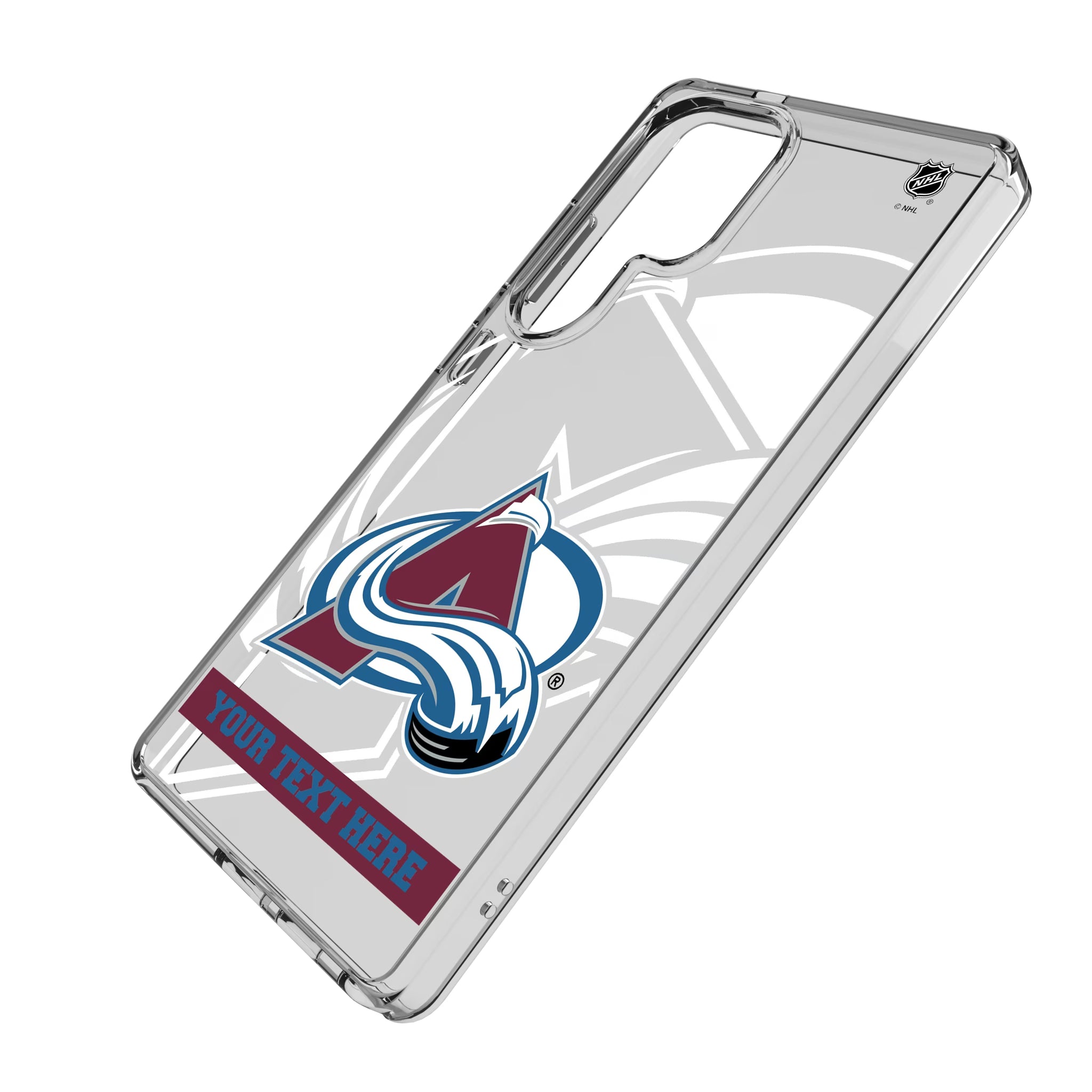 Colorado Avalanche Personalized Tilt Galaxy Clear Phone Case for Samsung Galaxy - Isometric View